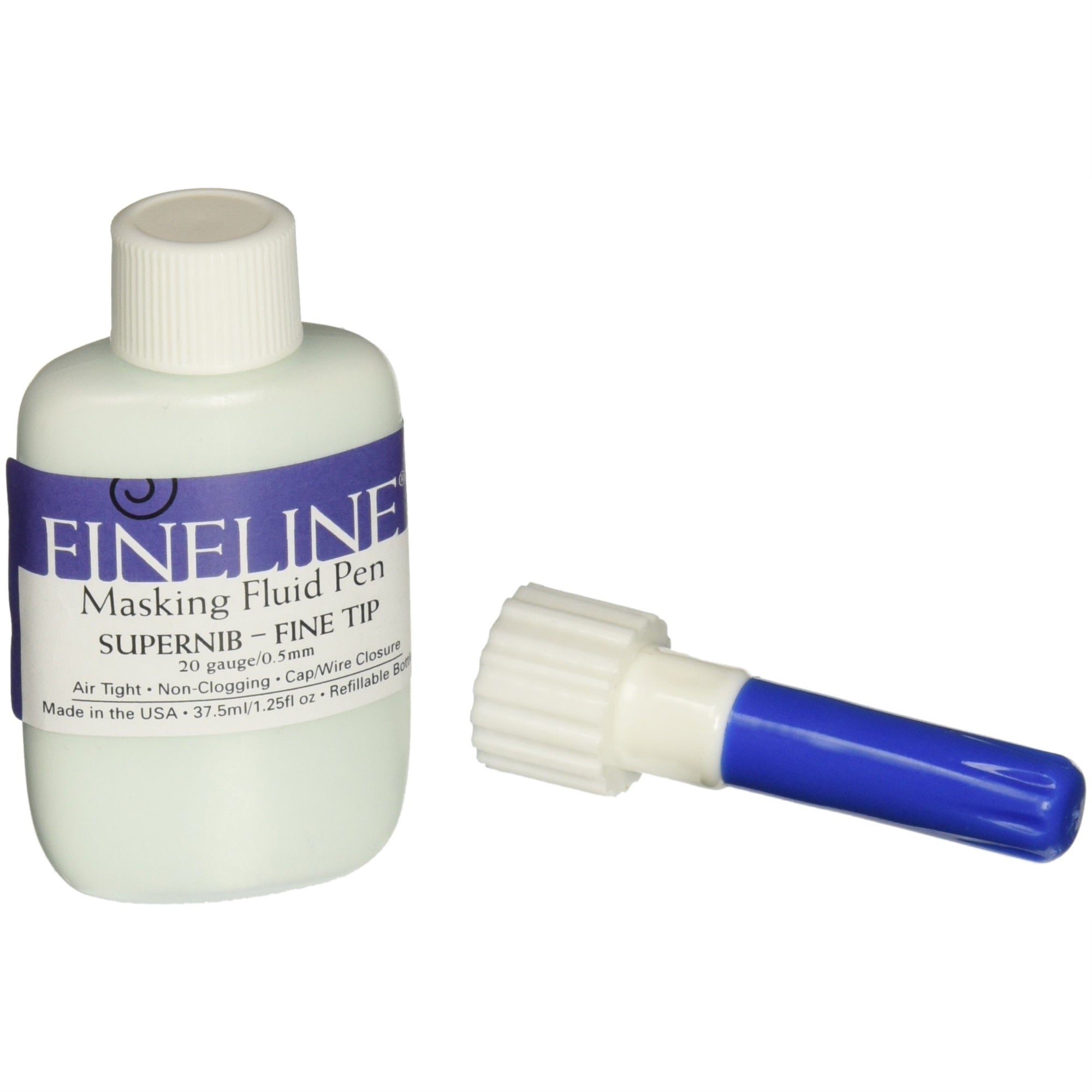 Fineline Resist Pen. 20g Fine Tip with 1.25 oz Bottle Liquid Latex. Packaged in Hanging Zip Lock Poly Bag with Color Insert.