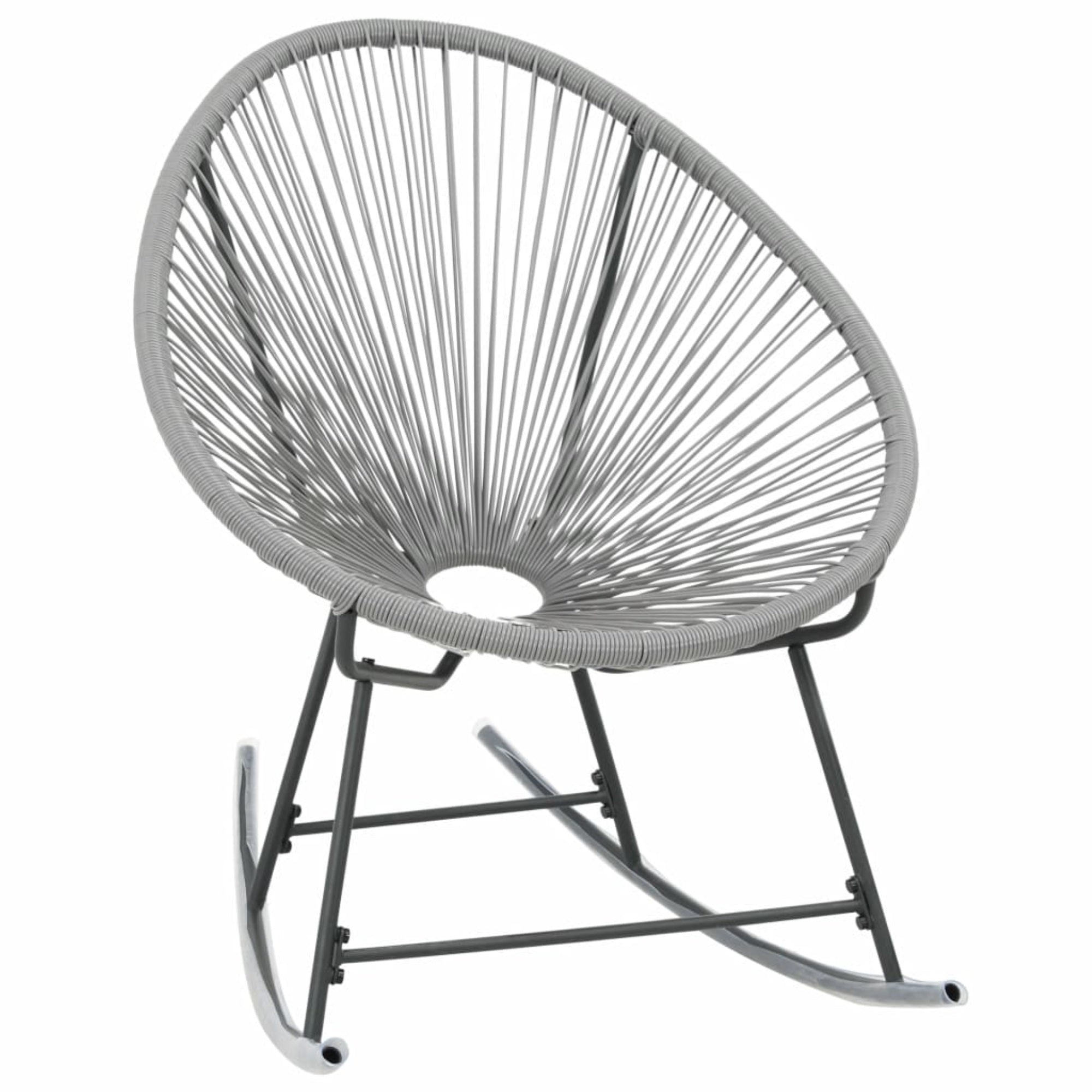 Vidaxl Outdoor Rocking Moon Chair Gray Poly Rattan