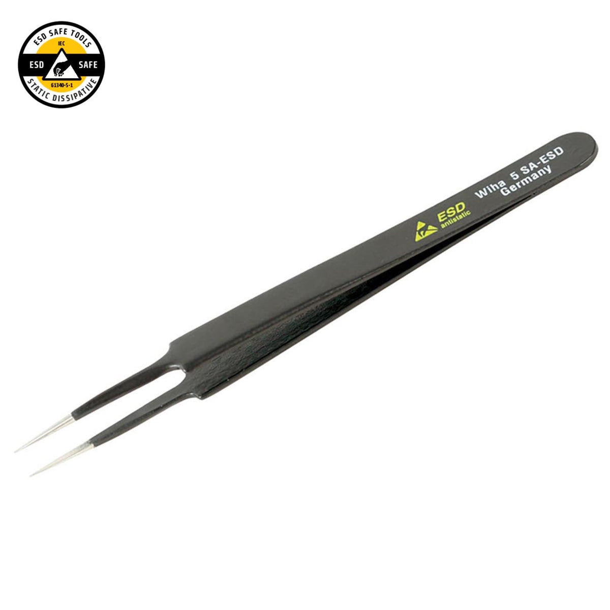 Wiha Esd Safe Tweezers 5 Sa Extra Fine Tapered 110Mm