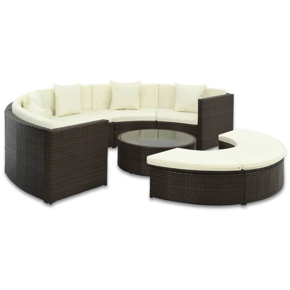Vidaxl 7 Piece Garden Lounge Set With Cushions Poly Rattan Brown