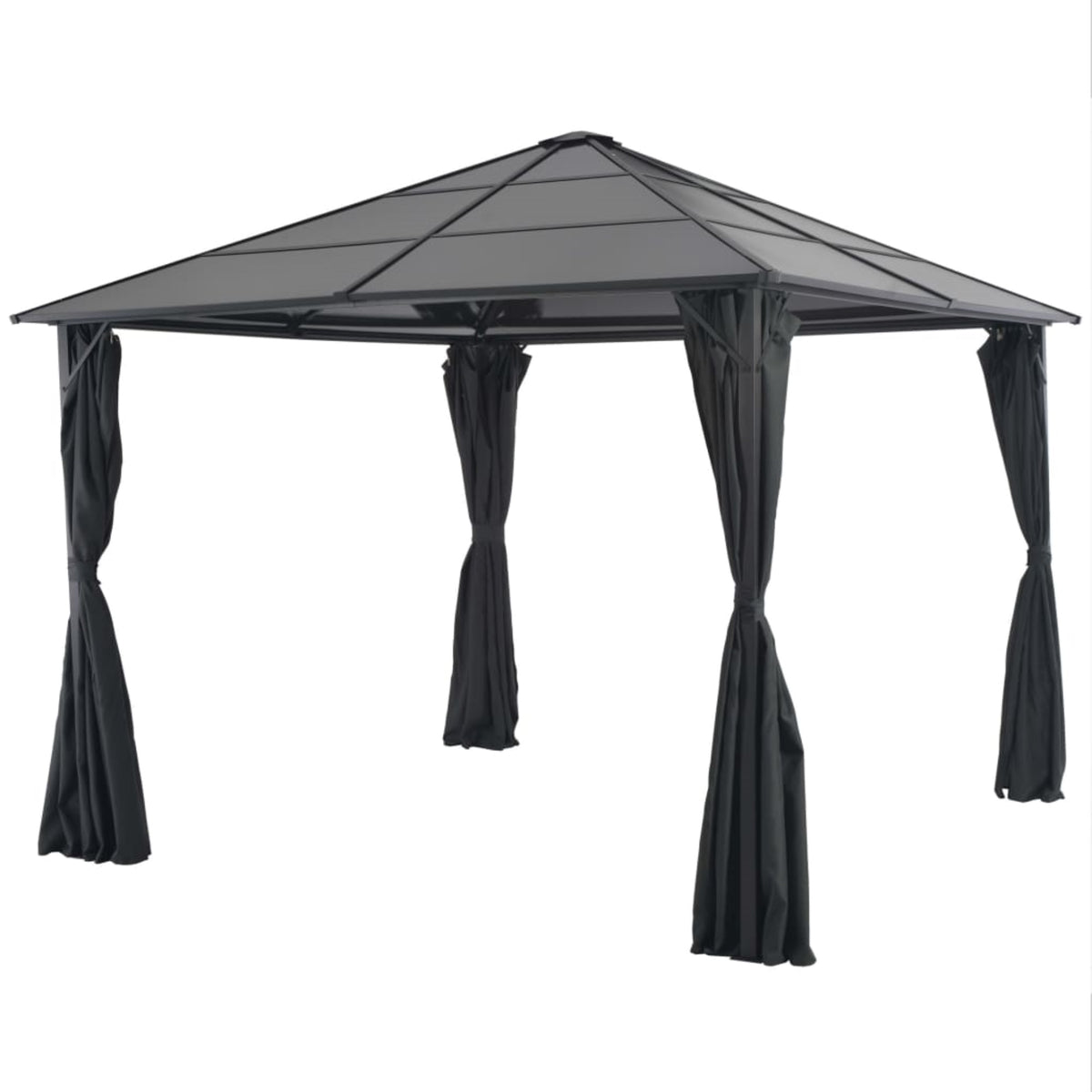 Vidaxl Gazebo With Curtain Aluminium 118' X 118' Black