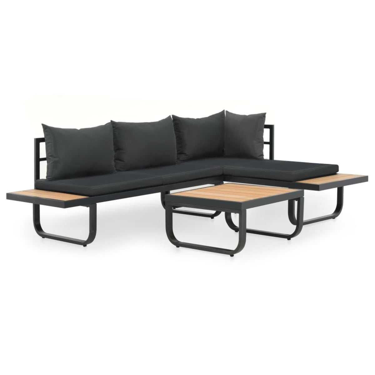 Vidaxl 2 Piece Garden Corner Sofa Set With Cushions Aluminium Wpc
