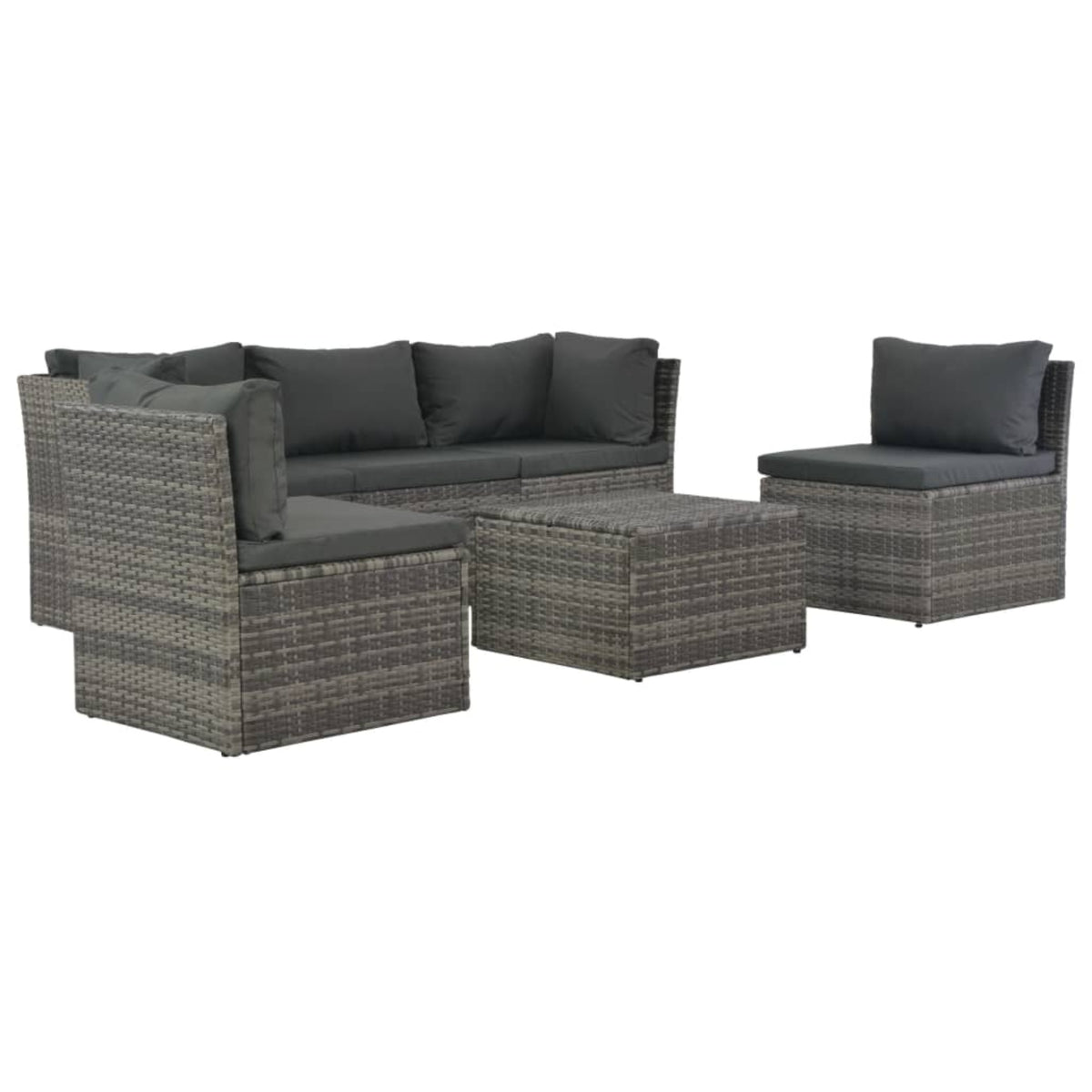 Vidaxl 4 Piece Garden Lounge Set With Cushions Poly Rattan Gray