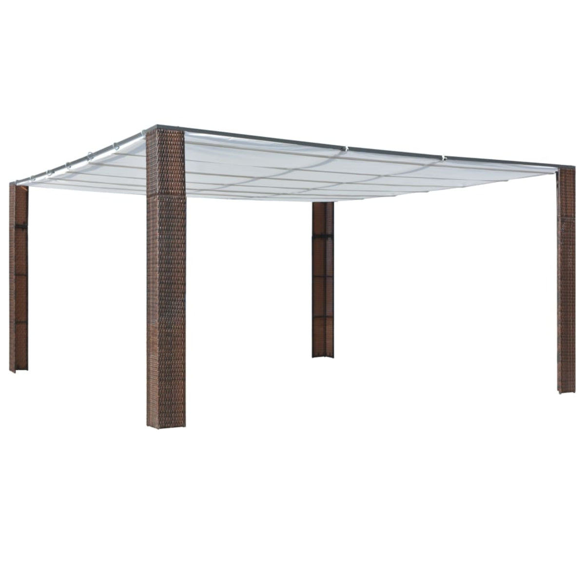 Vidaxl Gazebo With Roof Poly Rattan 157.4'X157.4'X78.7'  Brown And Cream