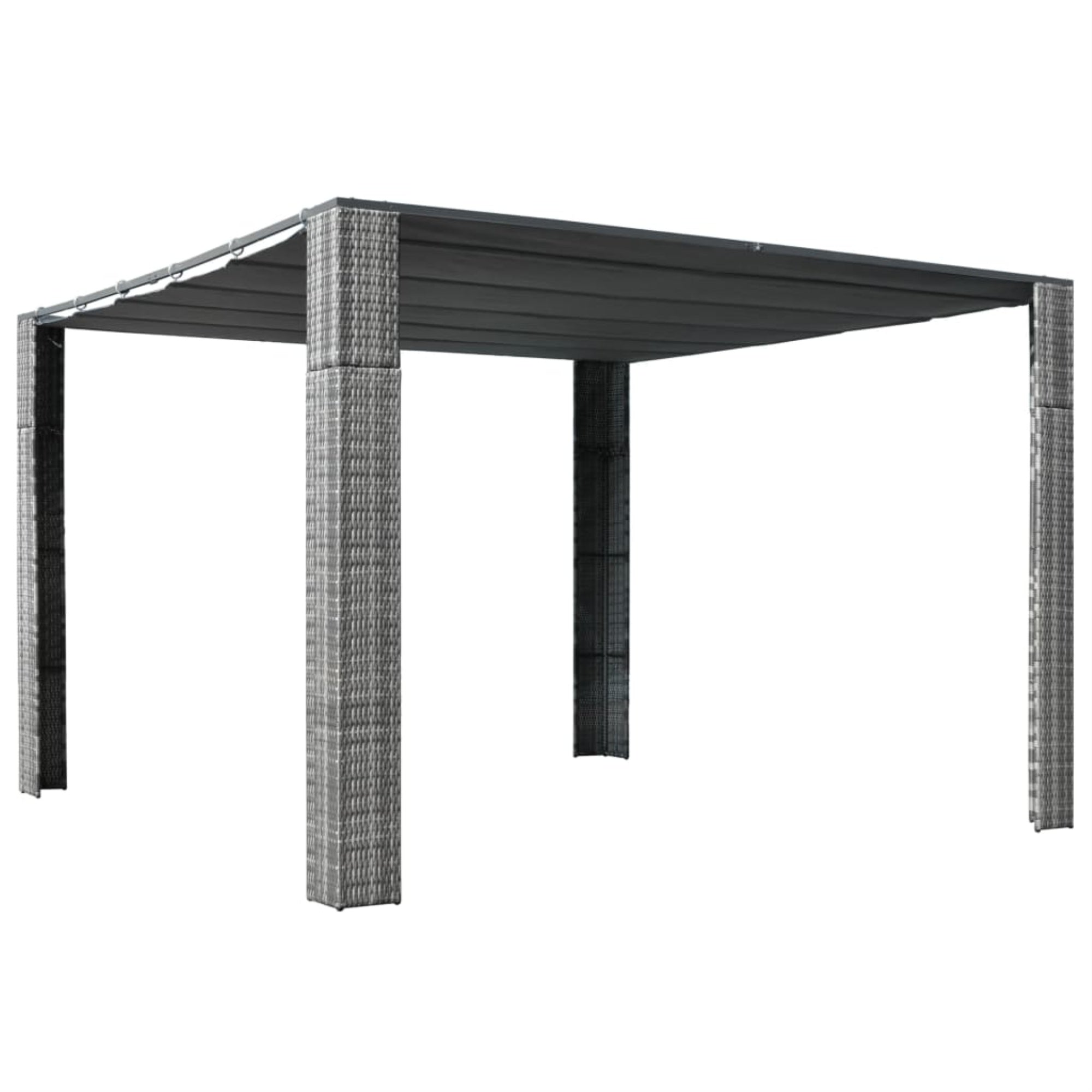Vidaxl Gazebo With Roof Poly Rattan 118.1'X118.1'X78.7' Gray And Anthracite
