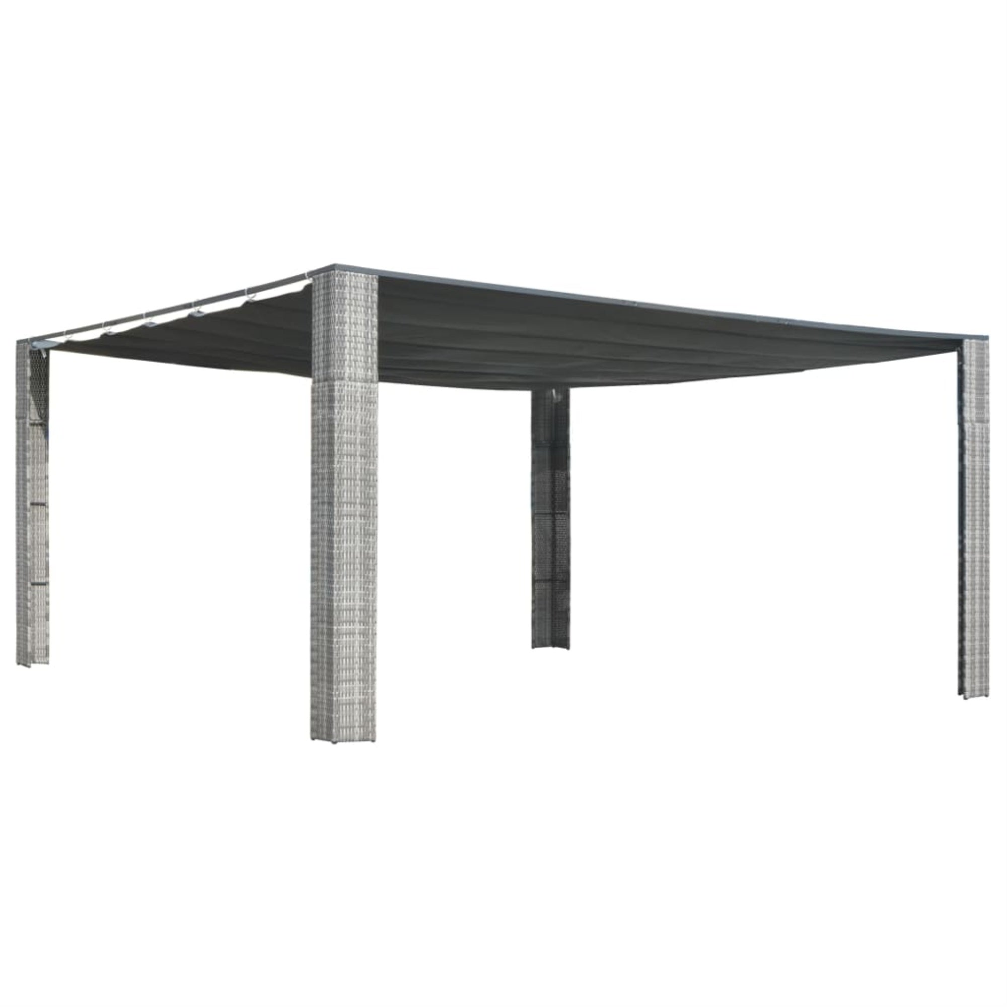 Vidaxl Gazebo With Sliding Roof Poly Rattan 157.4'X157.4'X78.7'  Gray And Anthracite