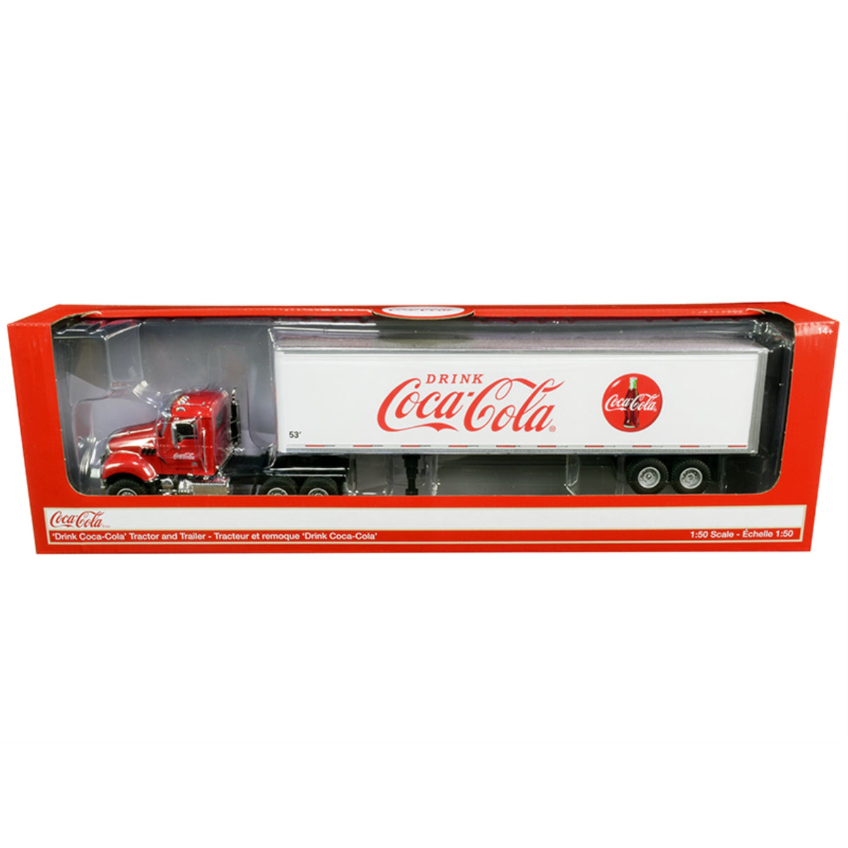 Truck Tractor With 53' Trailer 'Drink Coca-Cola' Red And White 1/50 Diecast Model By Motorcity Classics