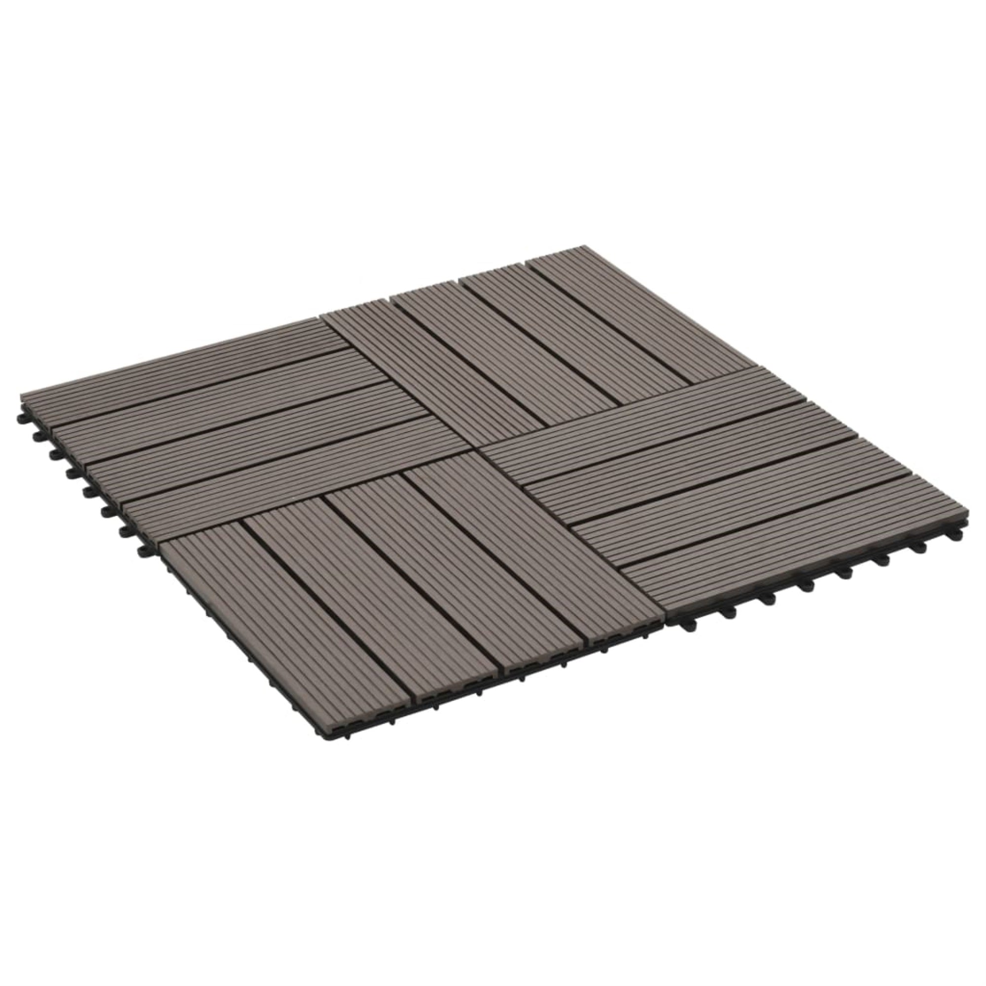 Vidaxl 11 Pcs Decking Tiles Wpc 11.8' X 11.8' 1 Sqm Dark Brown
