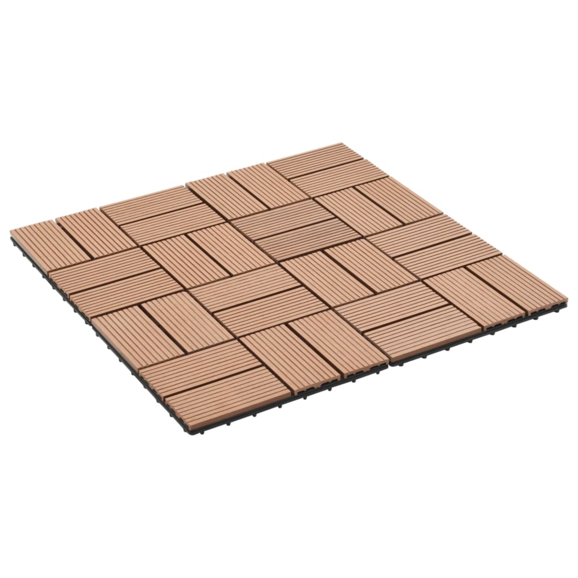 Vidaxl 11 Pcs Decking Tiles Wpc 11.8' X 11.8' 1 Sqm Brown
