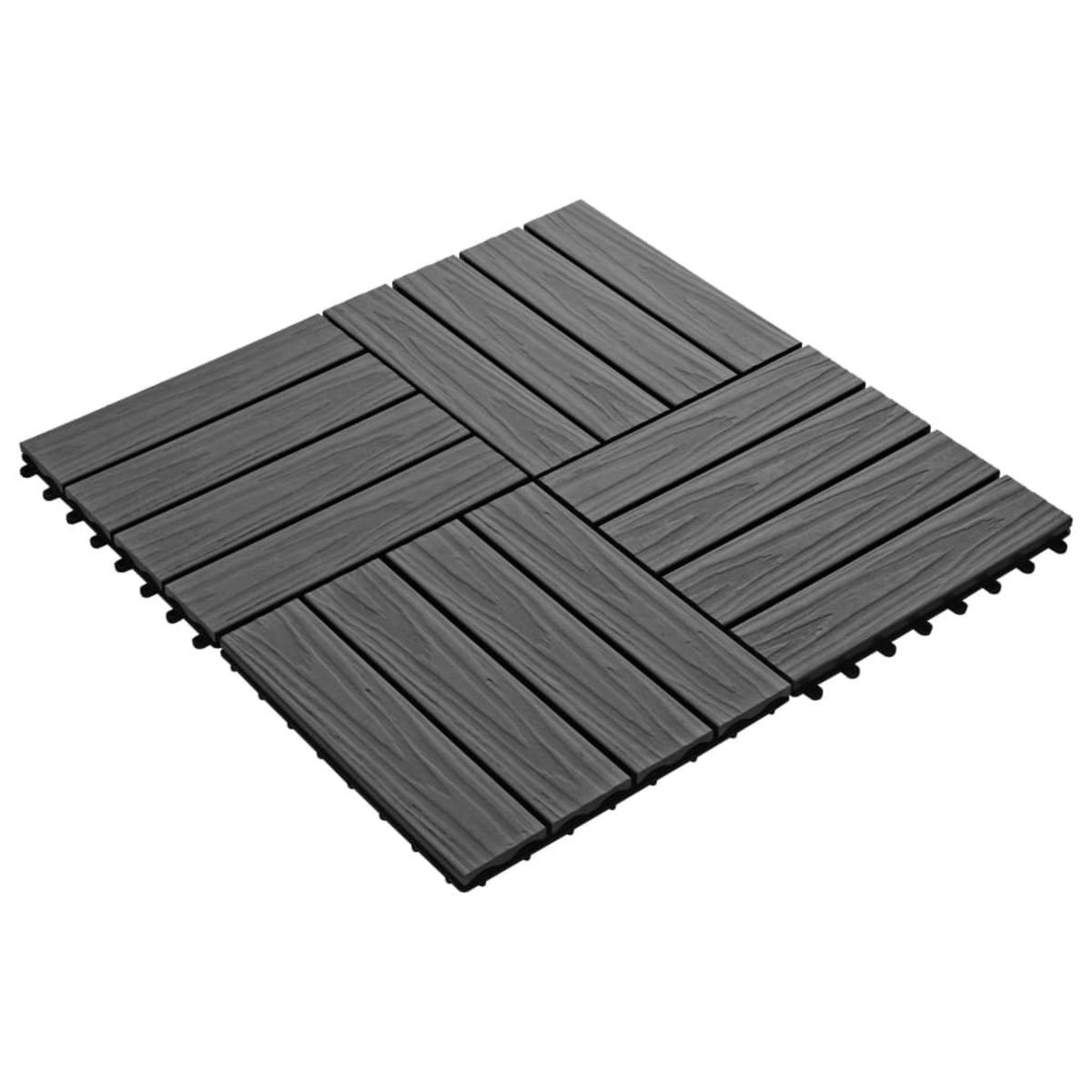 Vidaxl 11 Pcs Decking Tiles Deep Embossed Wpc 11.8' X 11.8' 1 Sqm Black