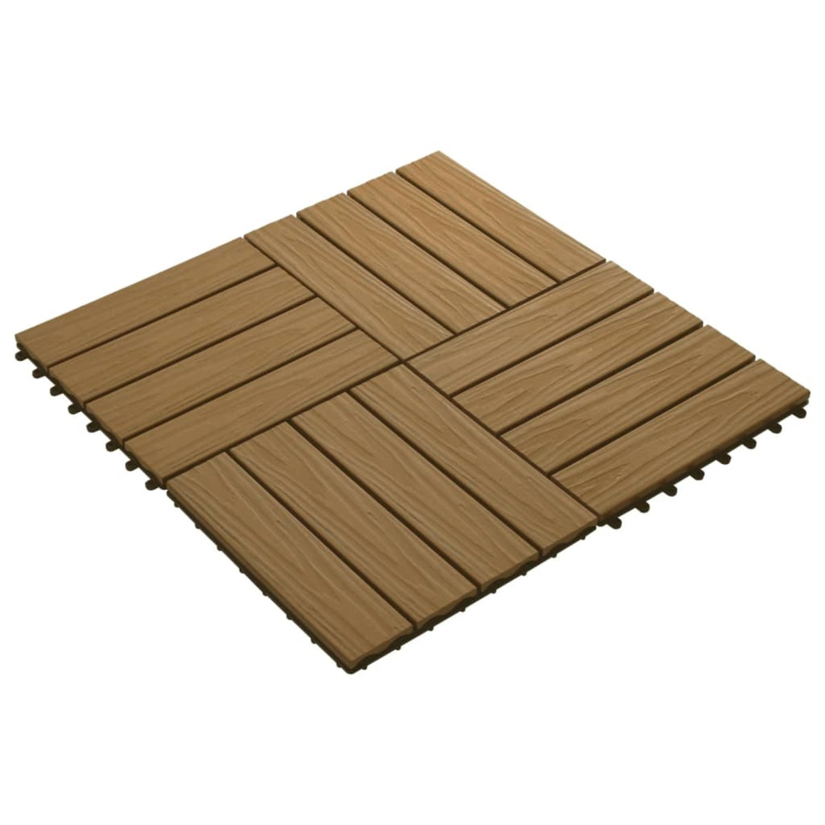 Vidaxl 11 Pcs Decking Tiles Deep Embossed Wpc 11.8' X 11.8' 1 Sqm Teak Color