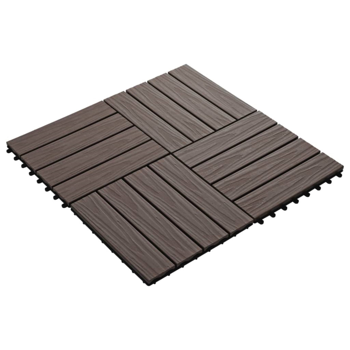 Vidaxl 11 Pcs Decking Tiles Deep Embossed Wpc 11.8' X 11.8' 1 Sqm Dark Brown