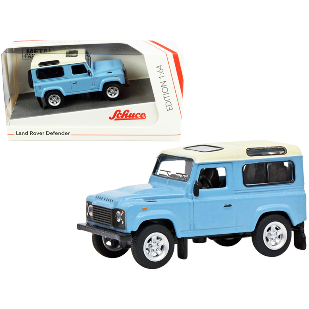 Land Rover Defender Light Blue With Cream Top 1/64 Diecast Model Car By Schuco