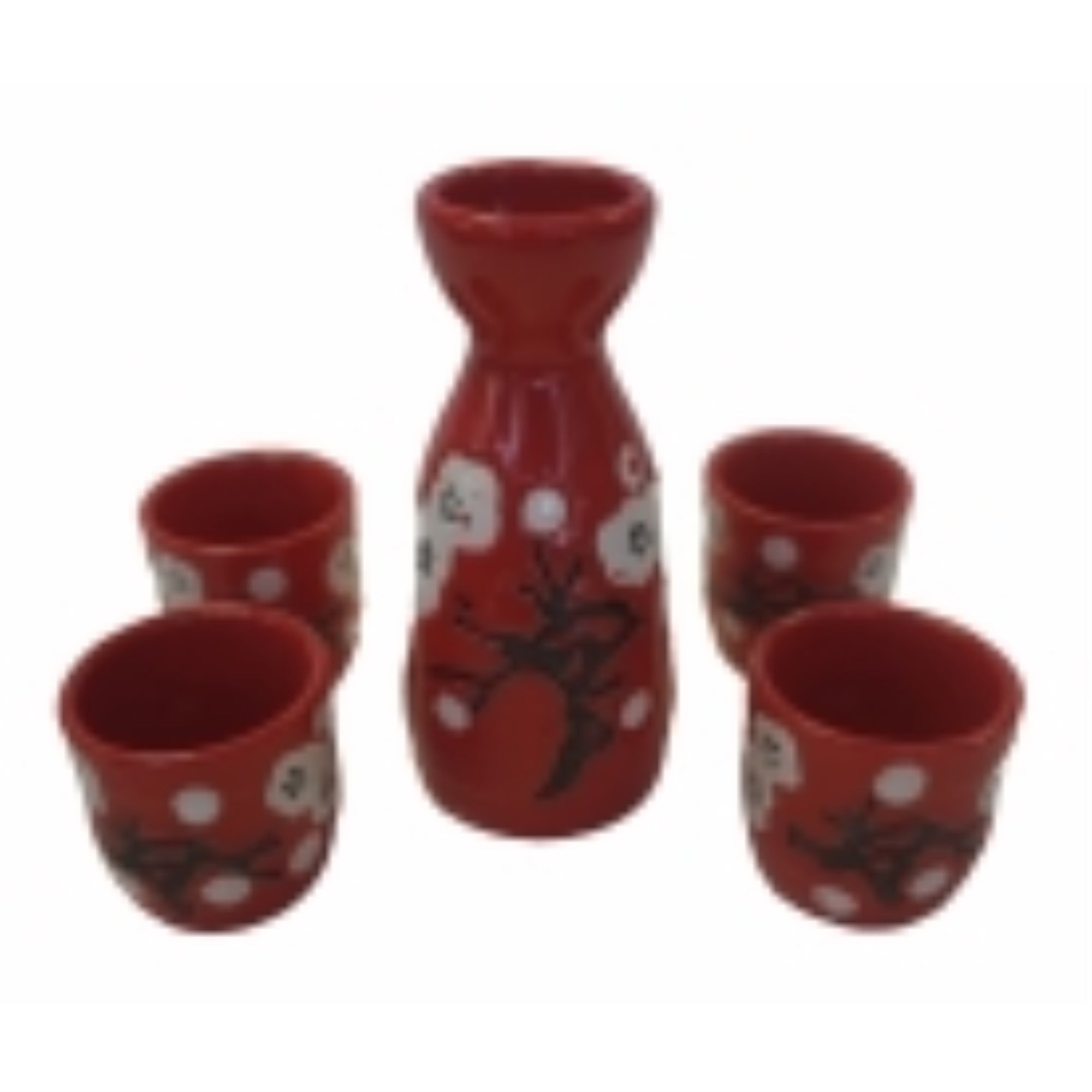 Red Saki Set with Plum Picture