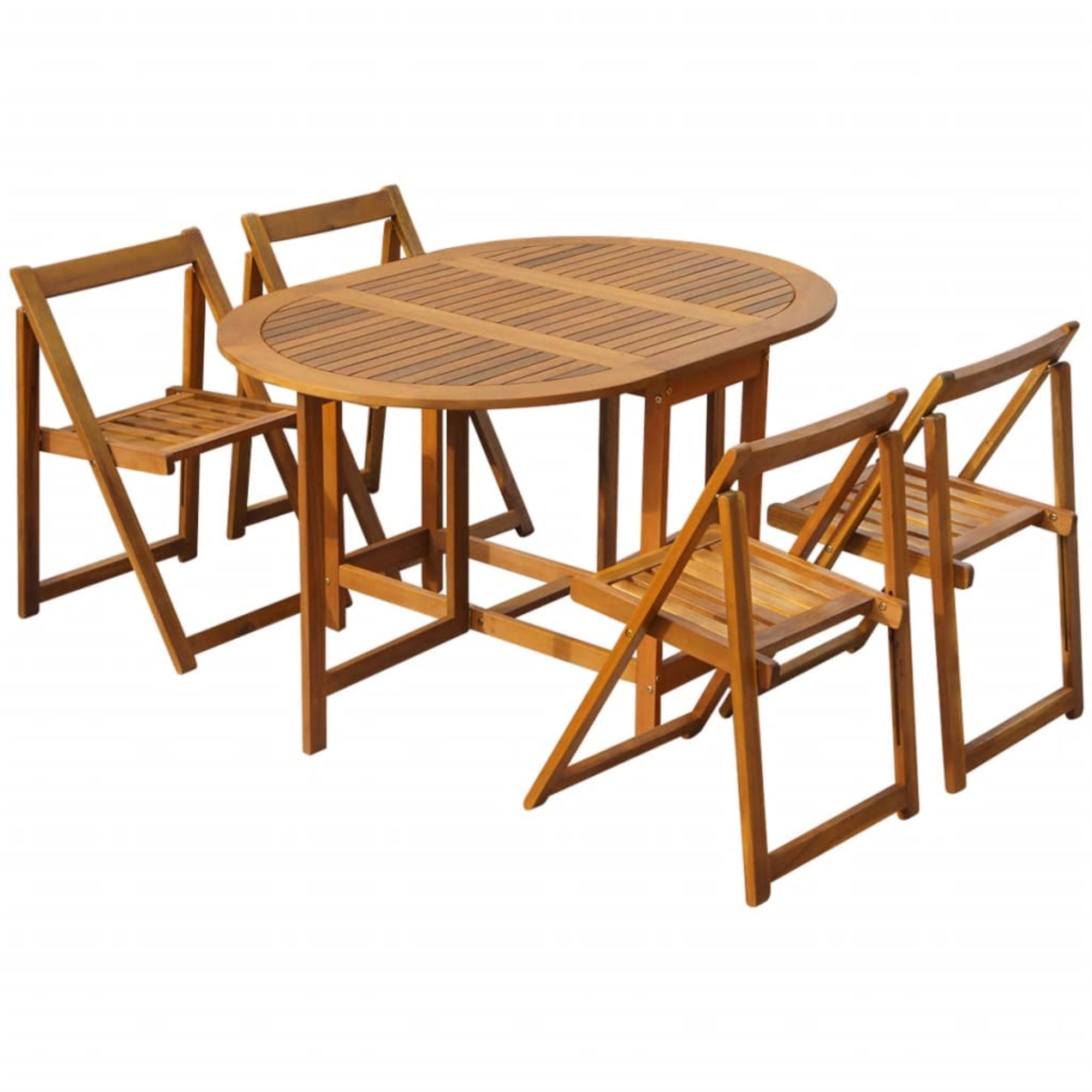 Vidaxl 5 Piece Folding Outdoor Dining Set Solid Acacia Wood