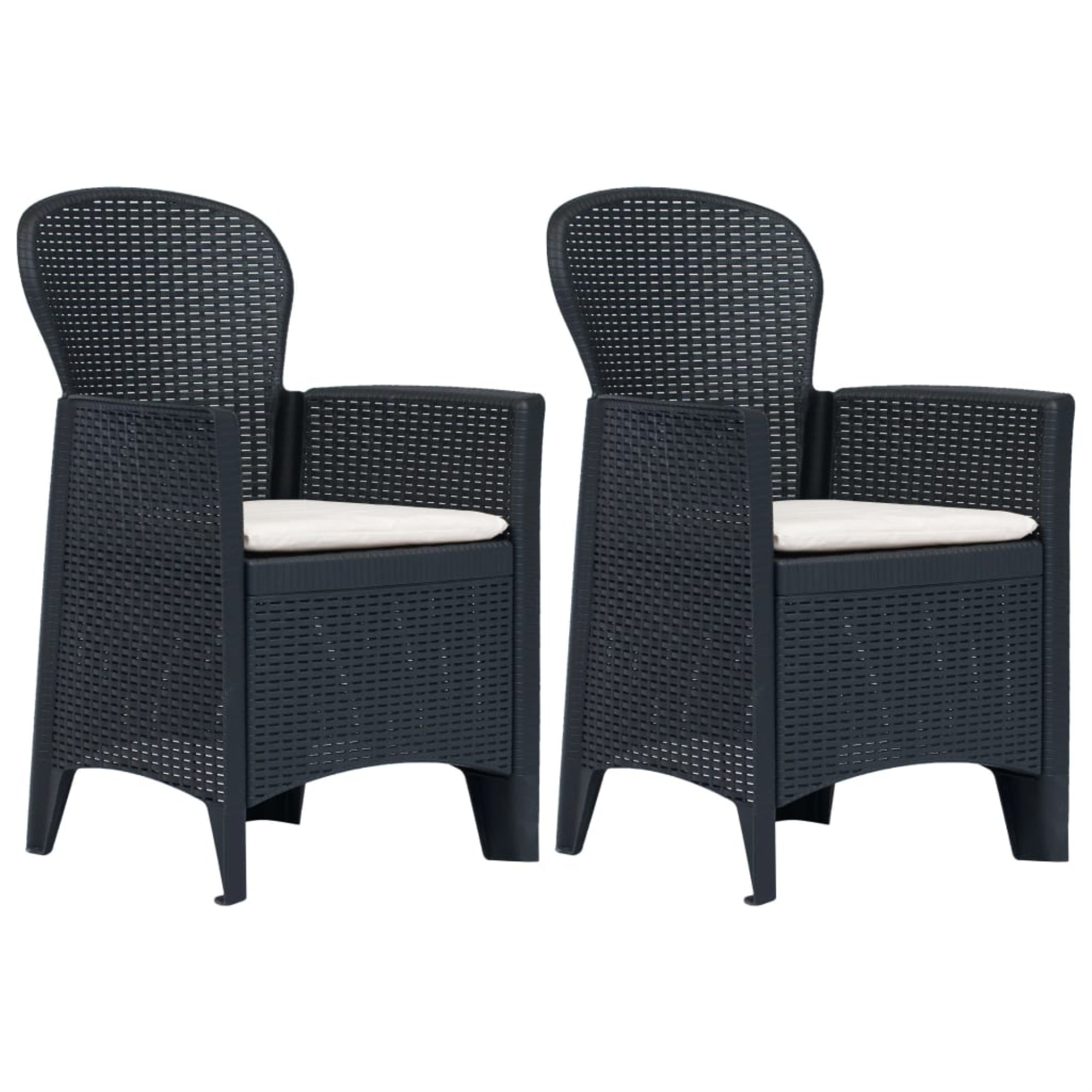Vidaxl Garden Chairs 2 Pcs With Cushion Anthracite Plastic Rattan Look
