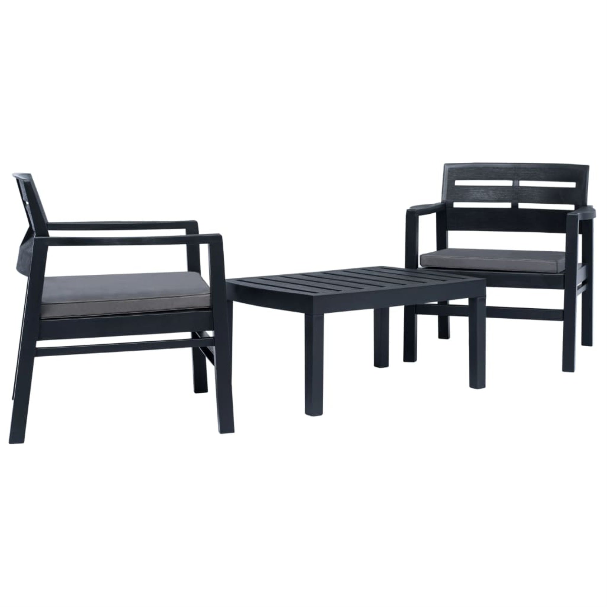 Vidaxl 3 Piece Garden Lounge Set Plastic Anthracite