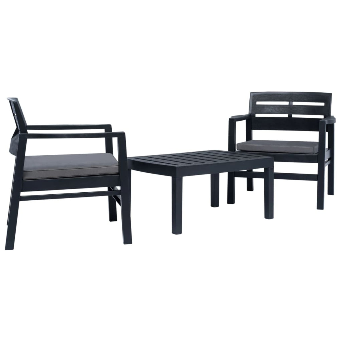Vidaxl 3 Piece Garden Lounge Set Plastic Anthracite