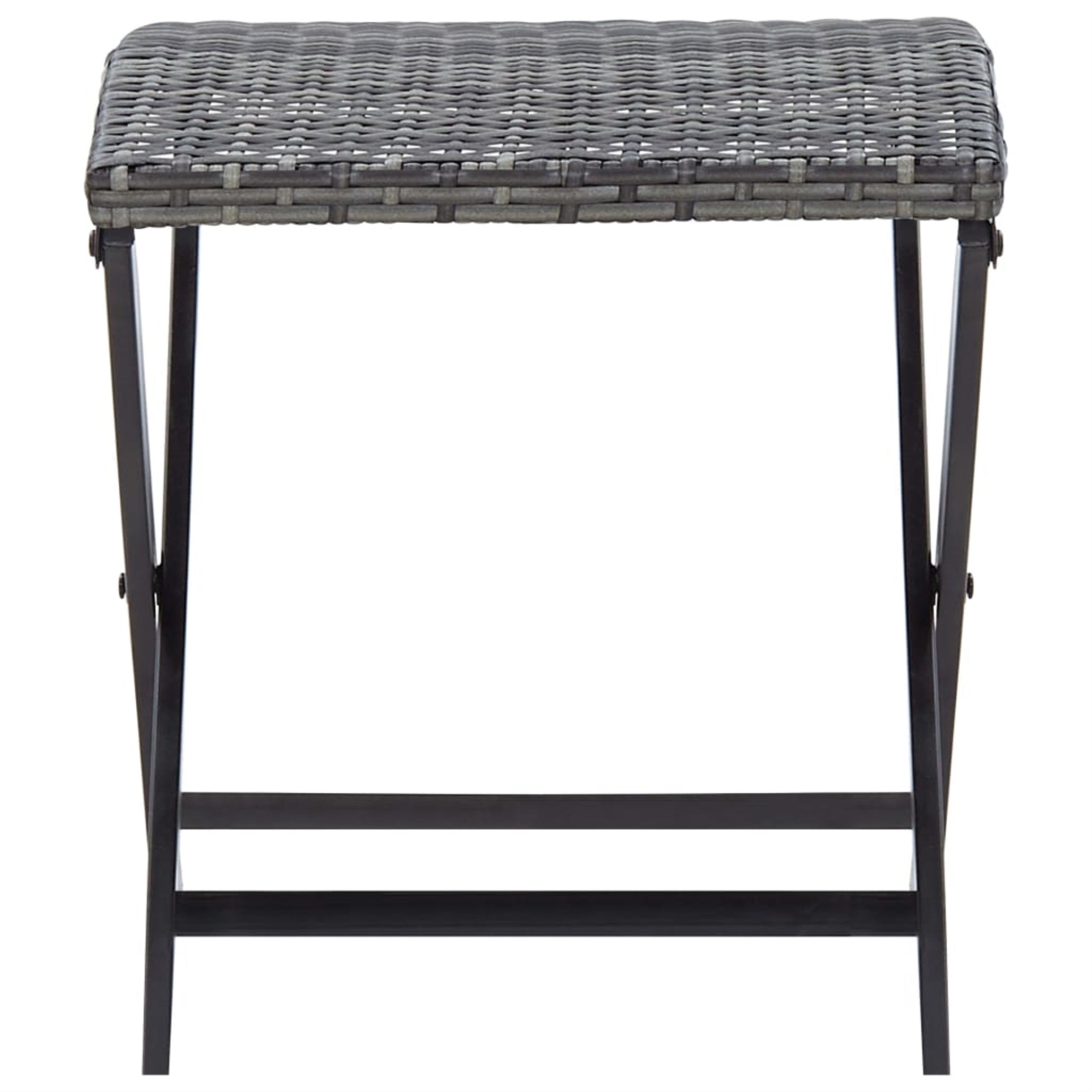 Vidaxl Folding Stool Poly Rattan Gray
