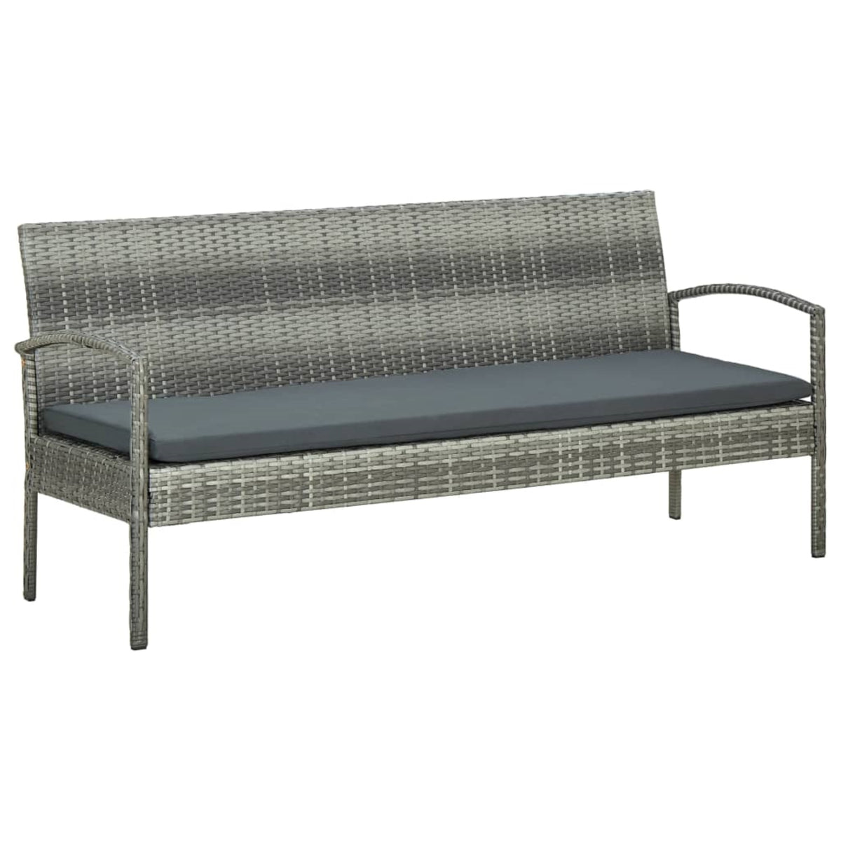 Vidaxl 3-Seater Garden Sofa With Cushion Gray Poly Rattan