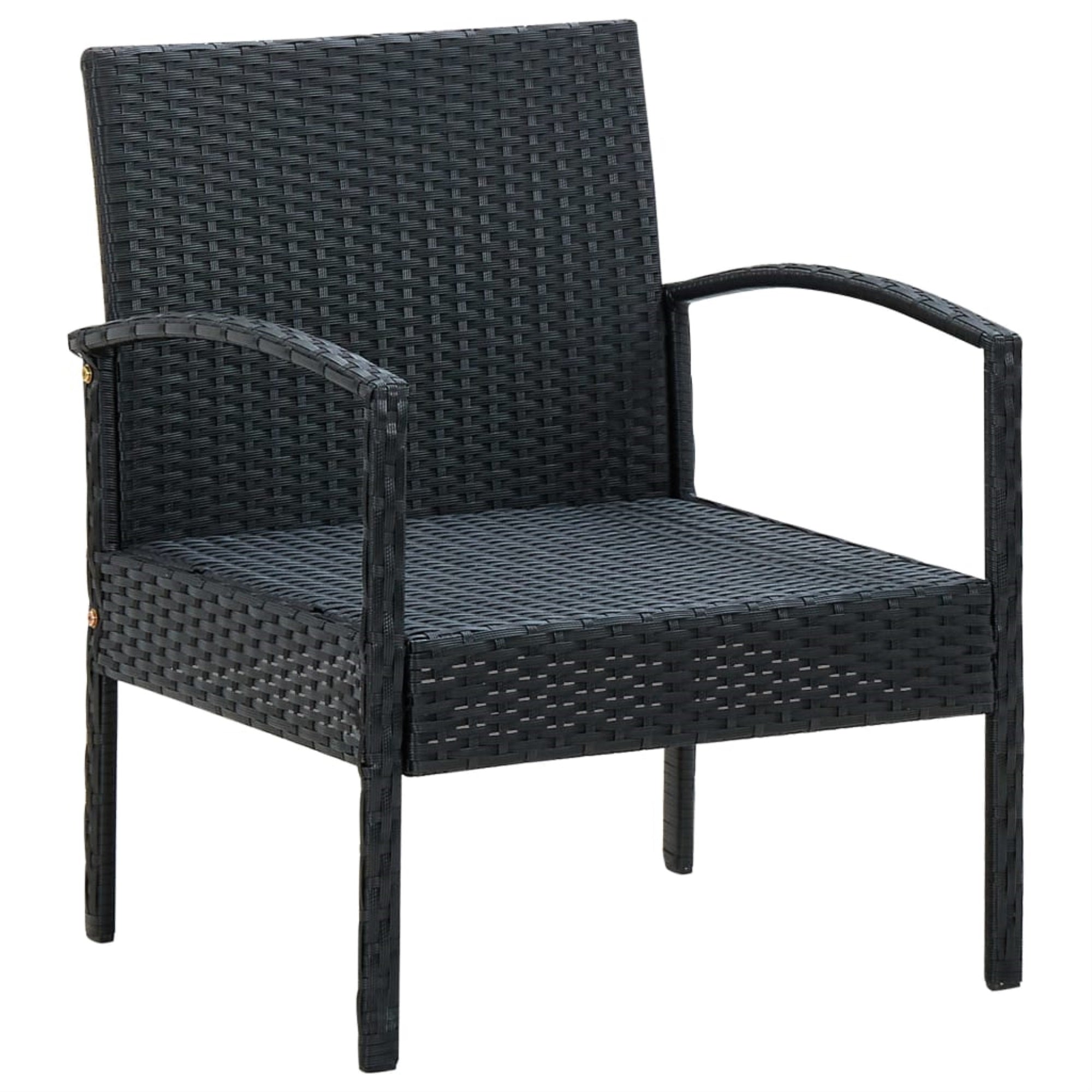 Vidaxl Patio Chair With Cushion Poly Rattan Black