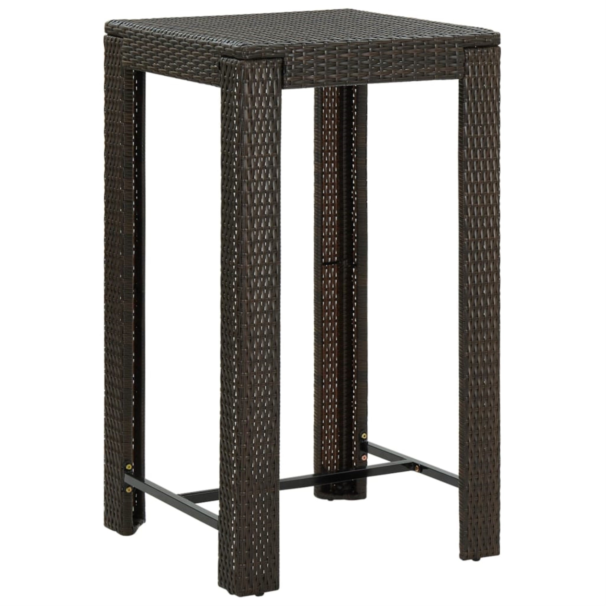 Vidaxl Garden Bar Table Brown 23.8'X23.8'X43.5' Poly Rattan