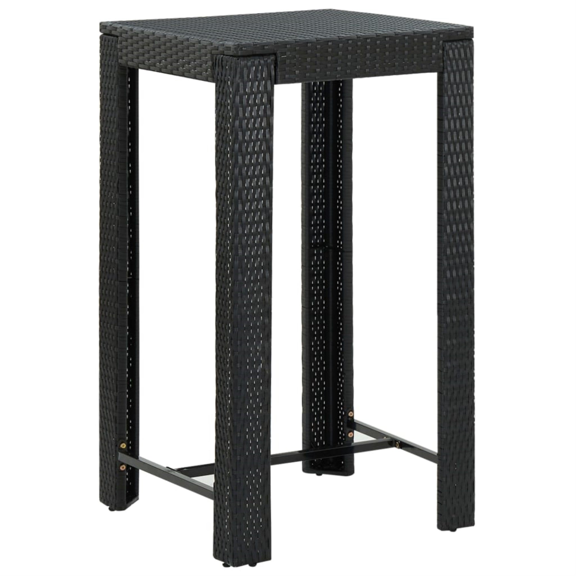 Vidaxl Garden Bar Table Black 23.8'X23.8'X43.5' Poly Rattan