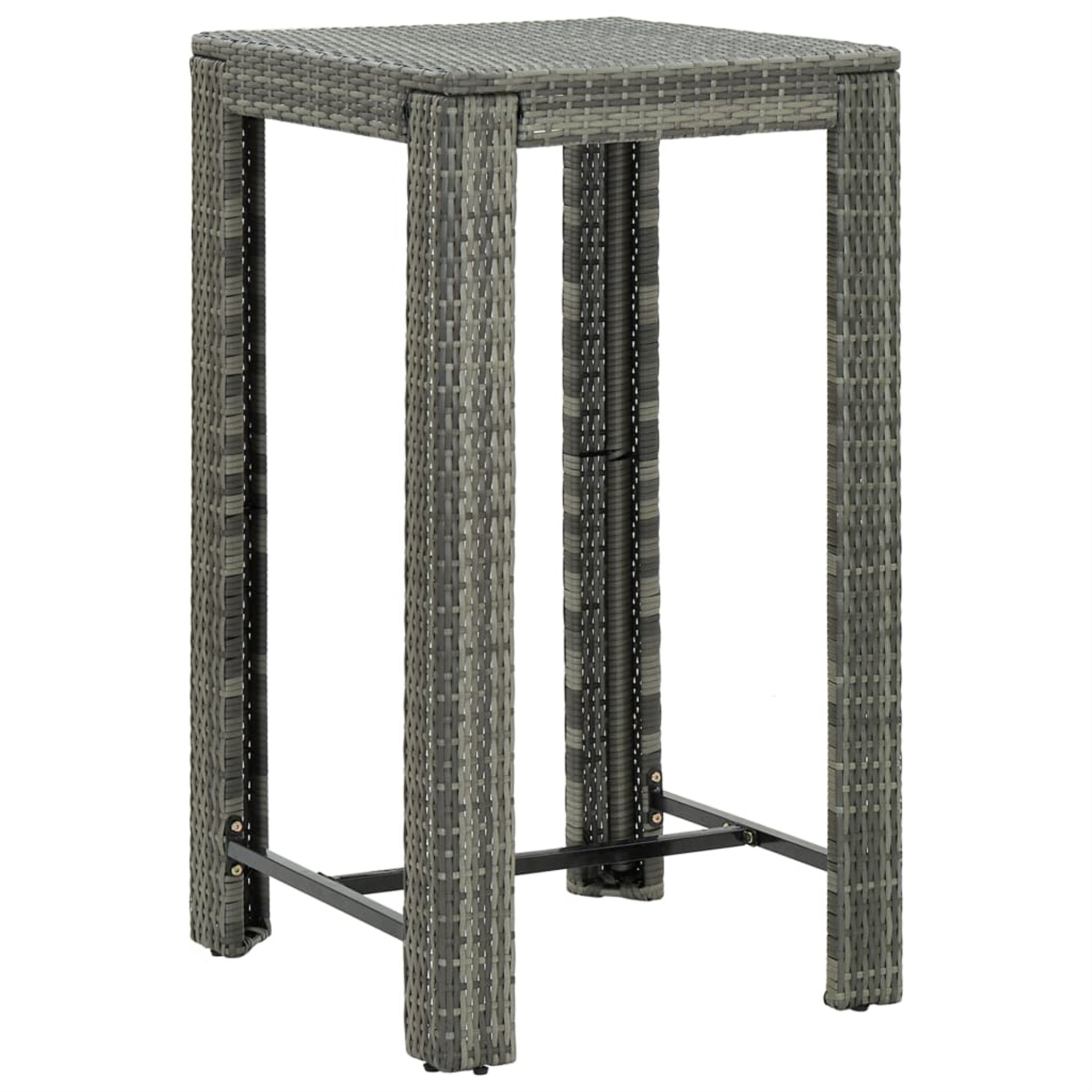 Vidaxl Garden Bar Table Gray 23.8'X23.8'X43.5' Poly Rattan