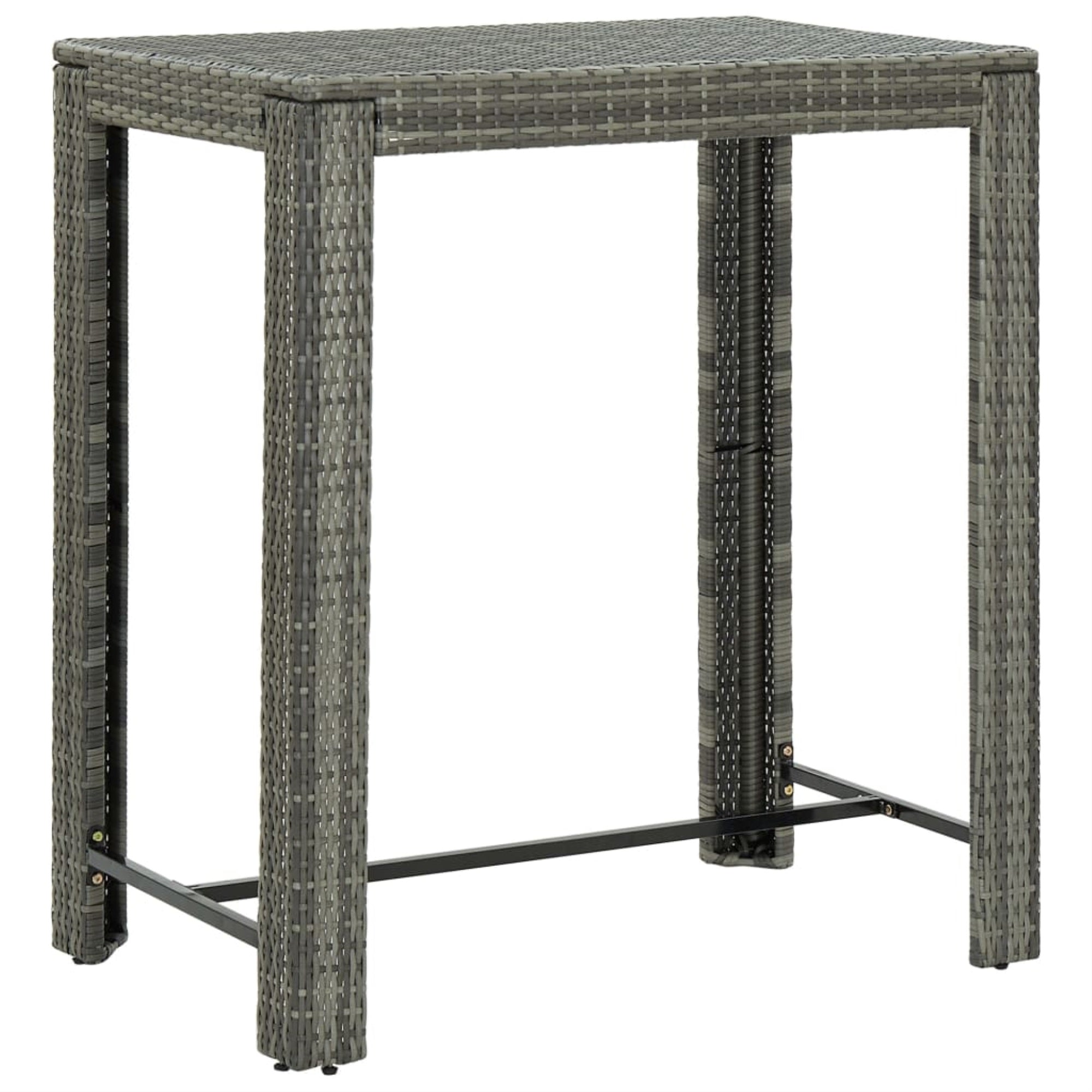 vidaXL Garden Bar Table Gray 39.4″x23.8″x43.5″ Poly Rattan