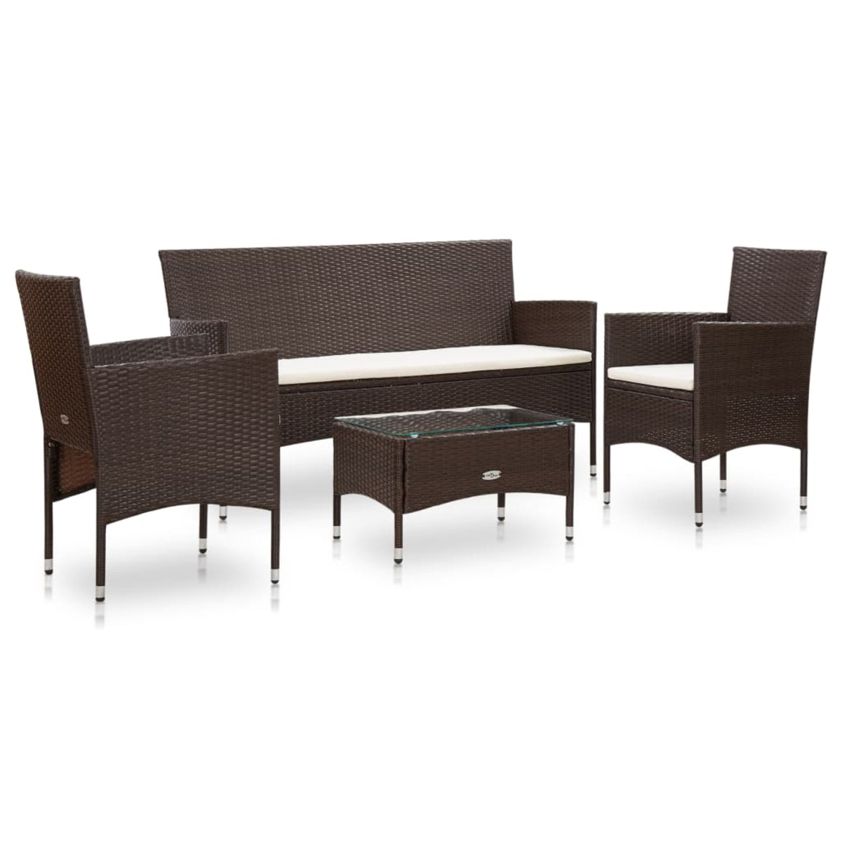 Vidaxl 4 Piece Garden Lounge Set With Cushions Poly Rattan Brown