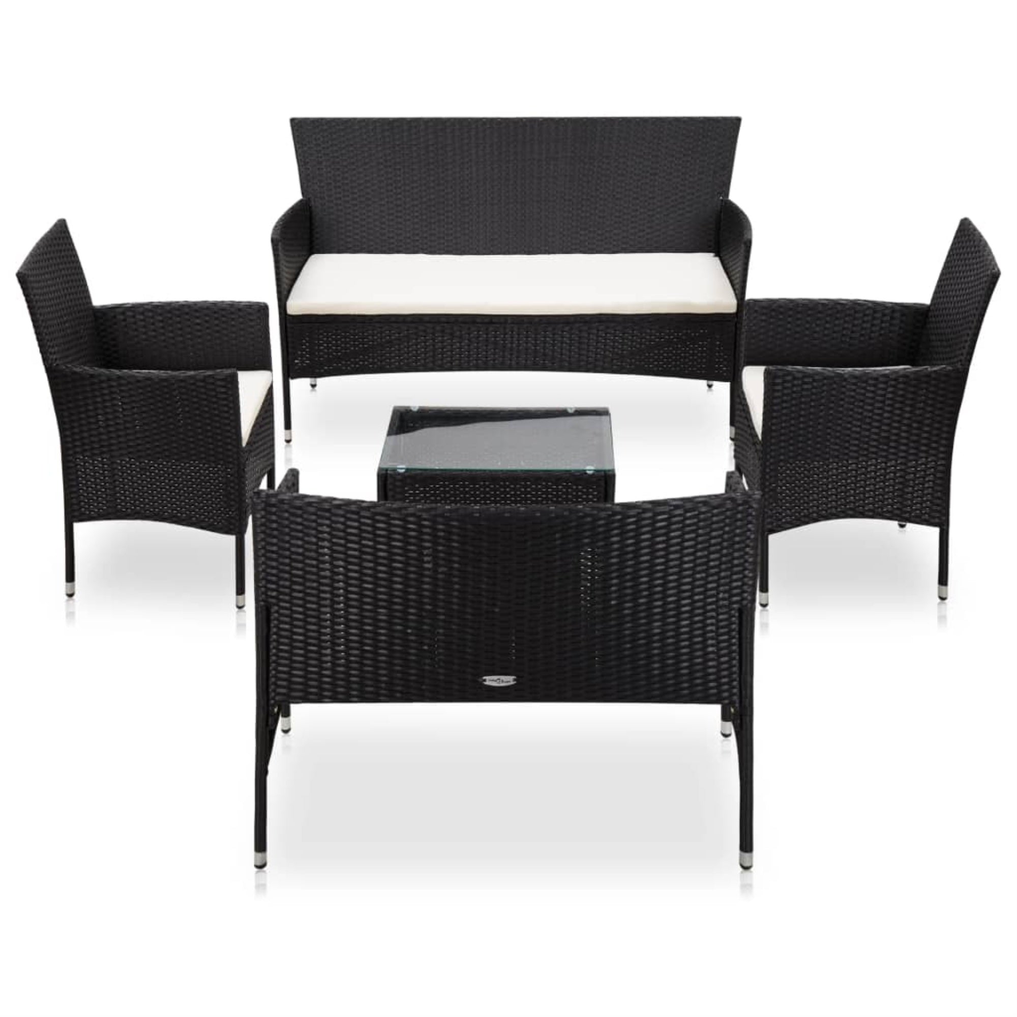 Vidaxl 5 Piece Garden Lounge Set With Cushions Poly Rattan Black