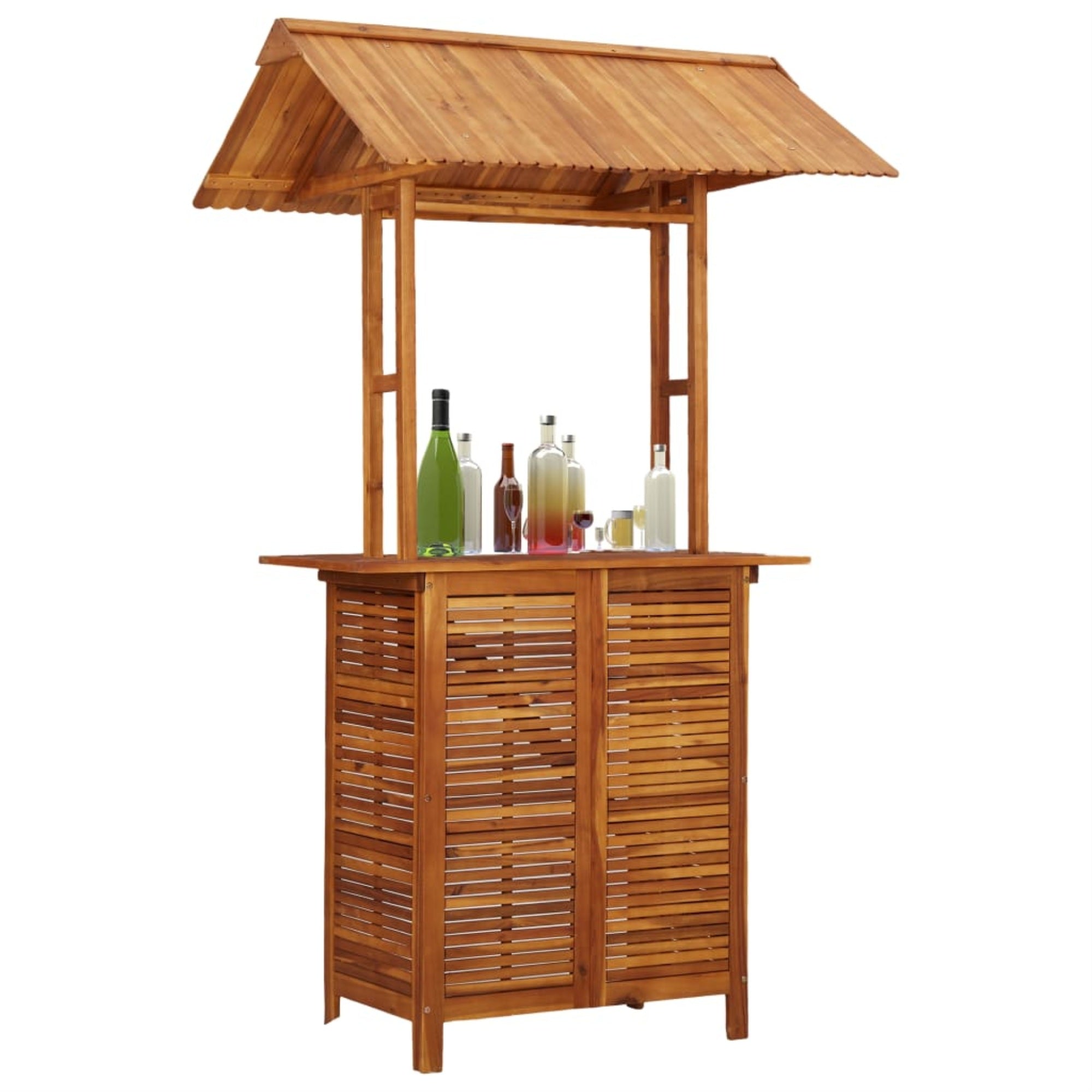Vidaxl Outdoor Bar Table With Rooftop 48'X41.7'X85.4' Solid Acacia Wood