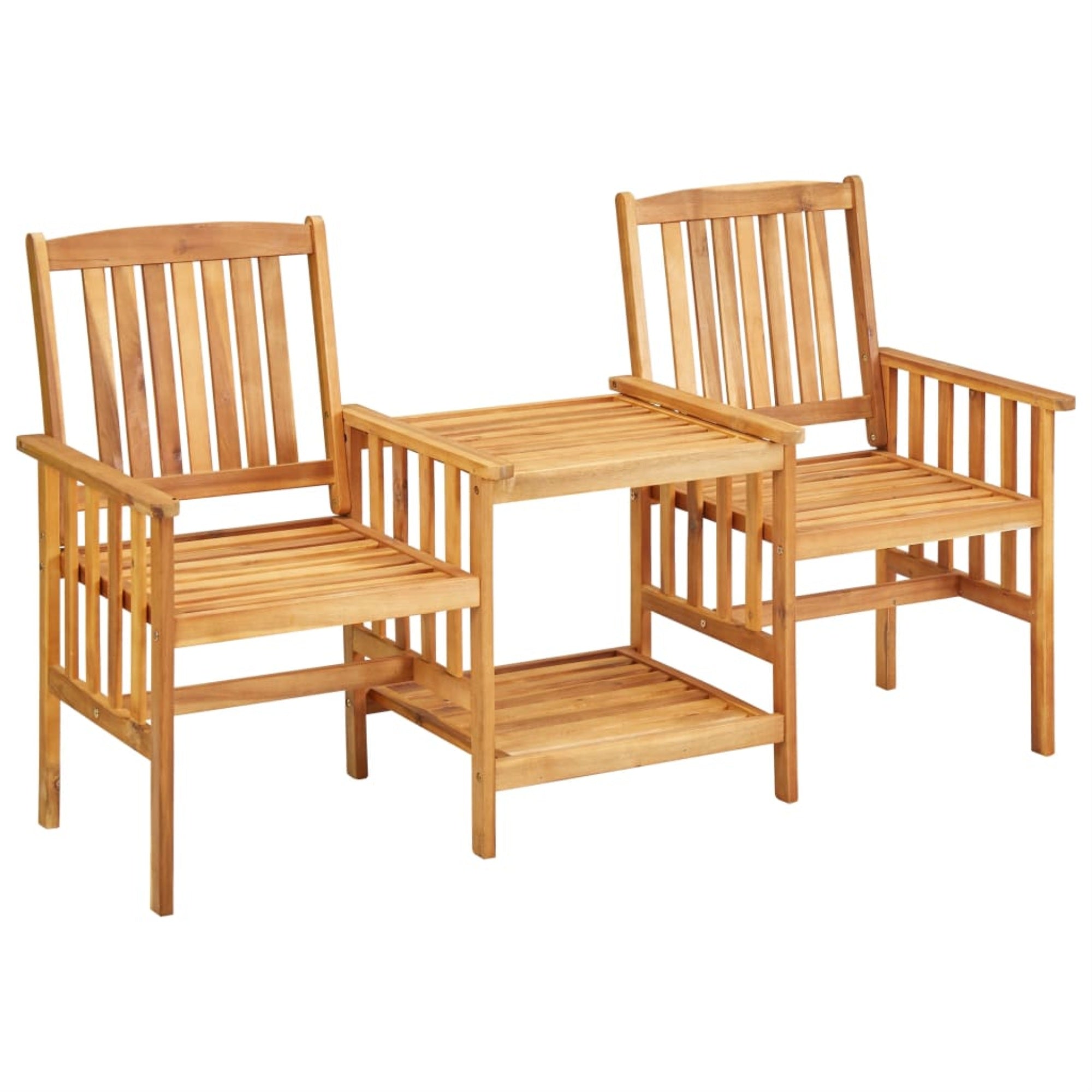 Vidaxl Garden Chairs With Tea Table 62.5'X24'X36.2' Solid Acacia Wood