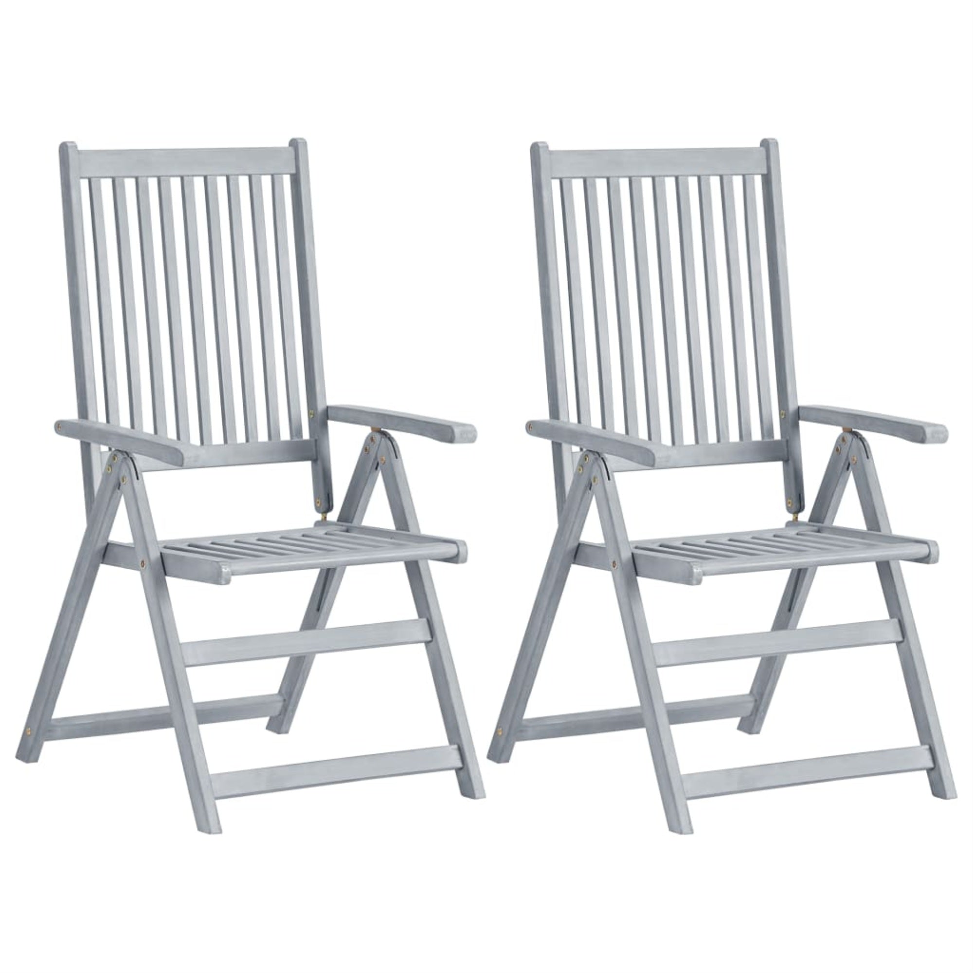 Vidaxl Garden Reclining Chairs 2 Pcs Gray Solid Acacia Wood