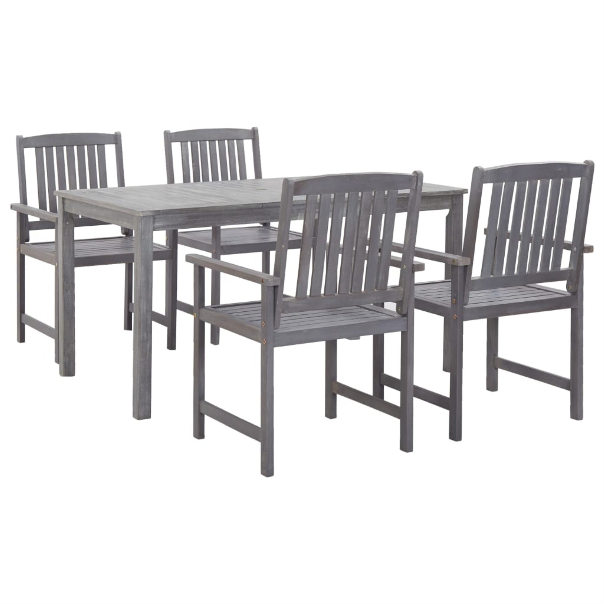 Vidaxl 5 Piece Outdoor Dining Set Gray Solid Acacia Wood