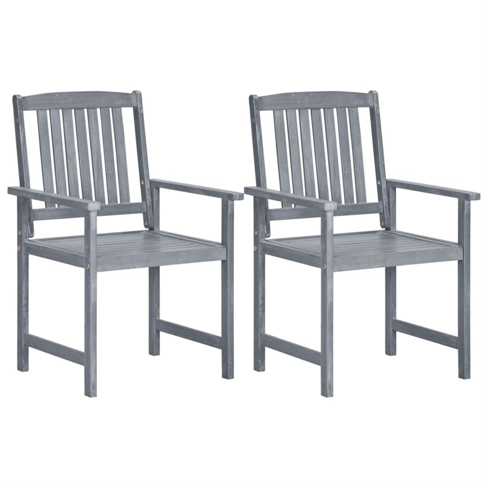 Vidaxl Garden Chairs 2 Pcs Gray Solid Acacia Wood