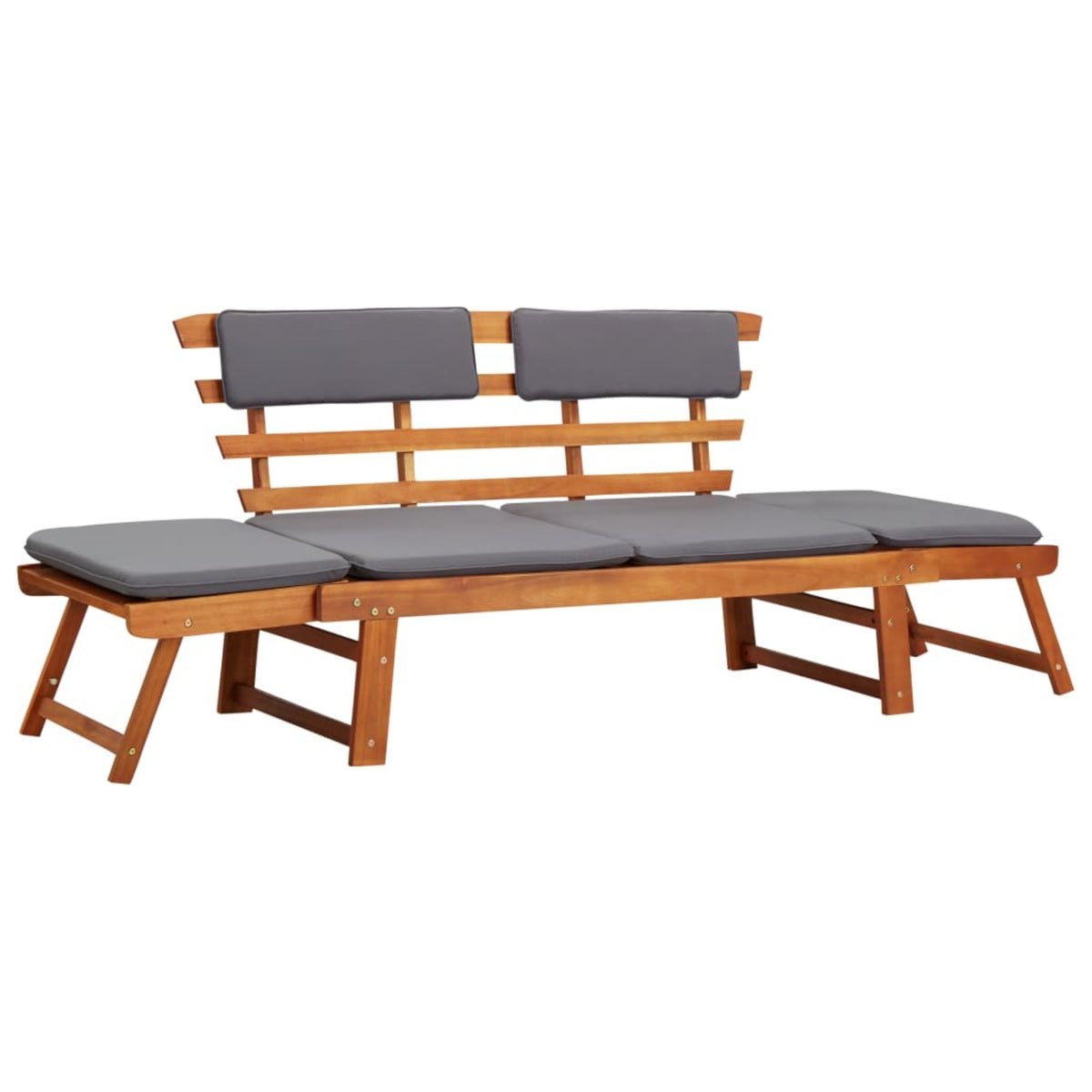 Vidaxl 2-In-1 Garden Daybed With Cushion 74.8' Solid Acacia Wood