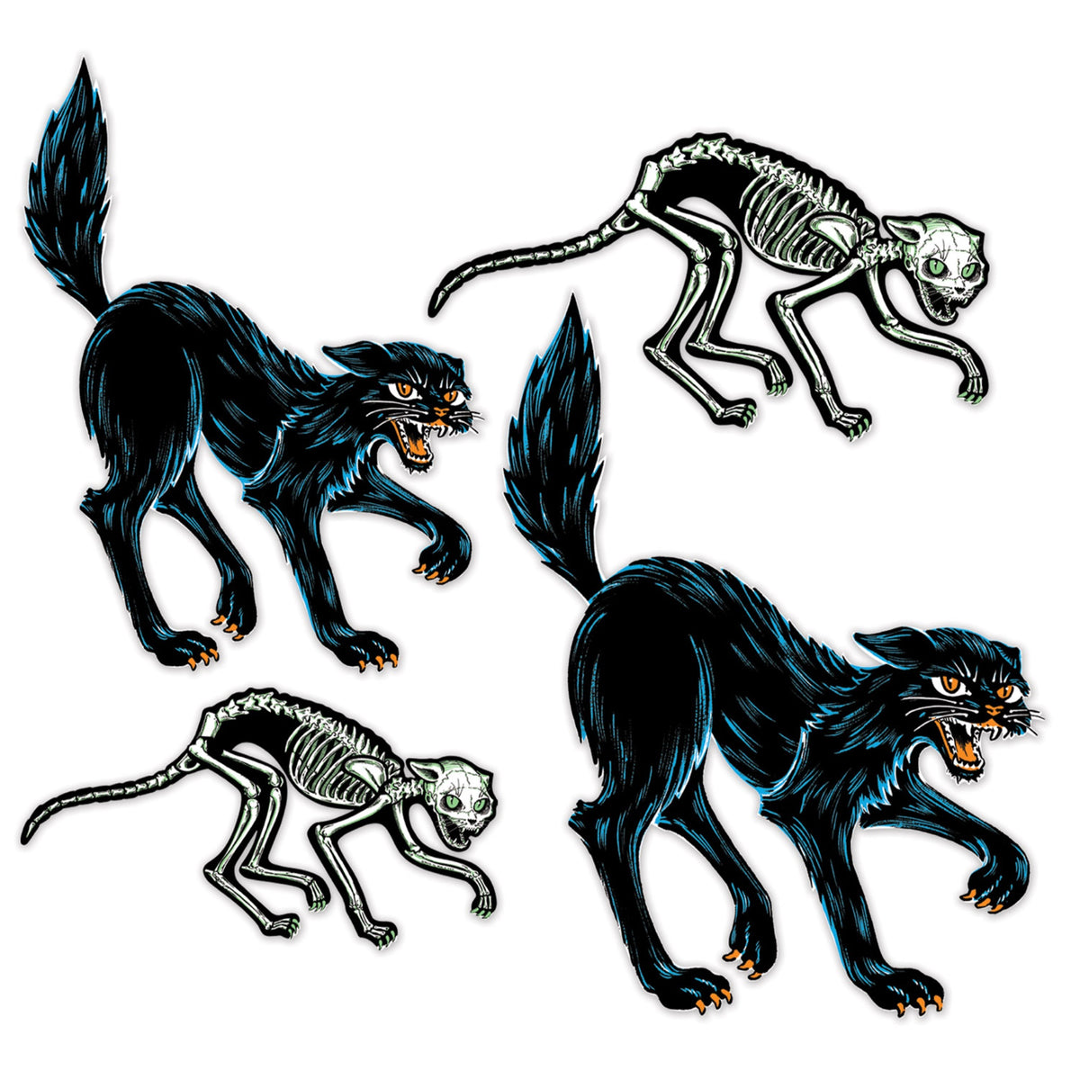 Vintage Halloween Jointed Cats, (Pack Of 12)