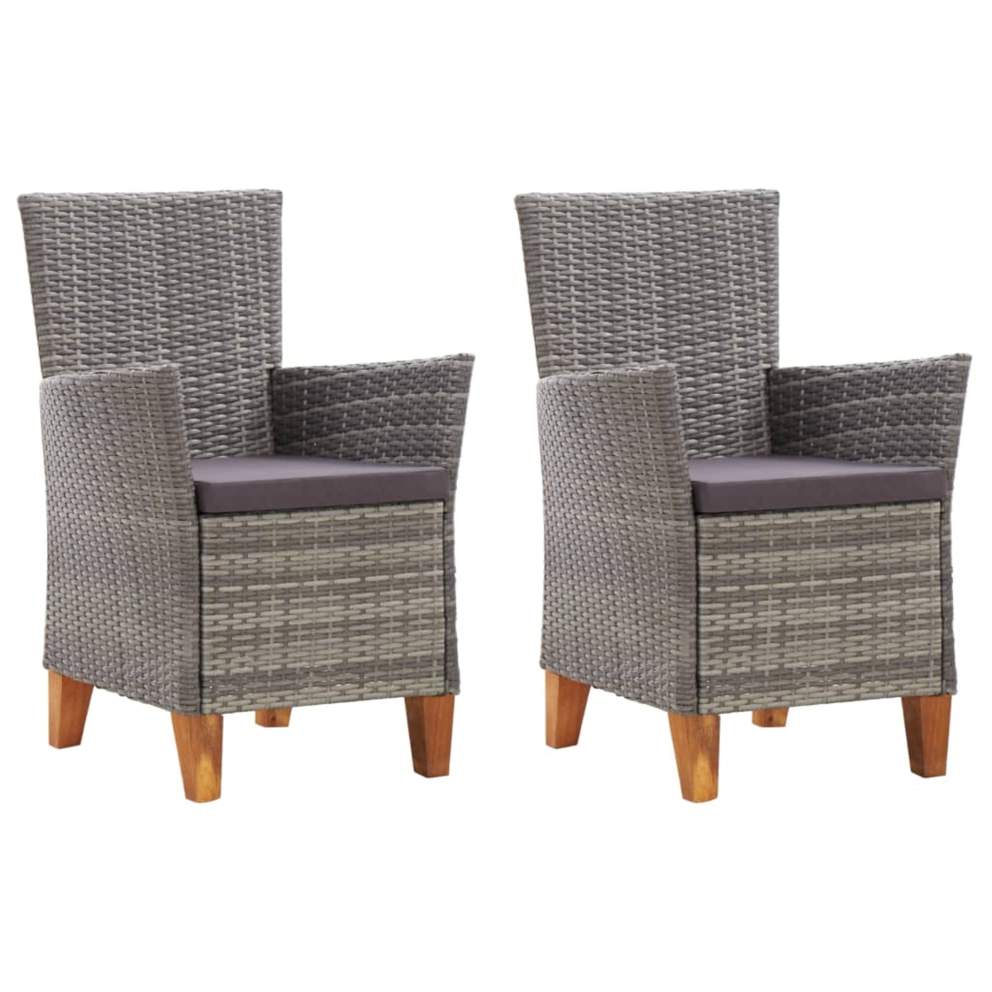 Vidaxl Garden Chairs 2 Pcs With Cushions Poly Rattan Gray