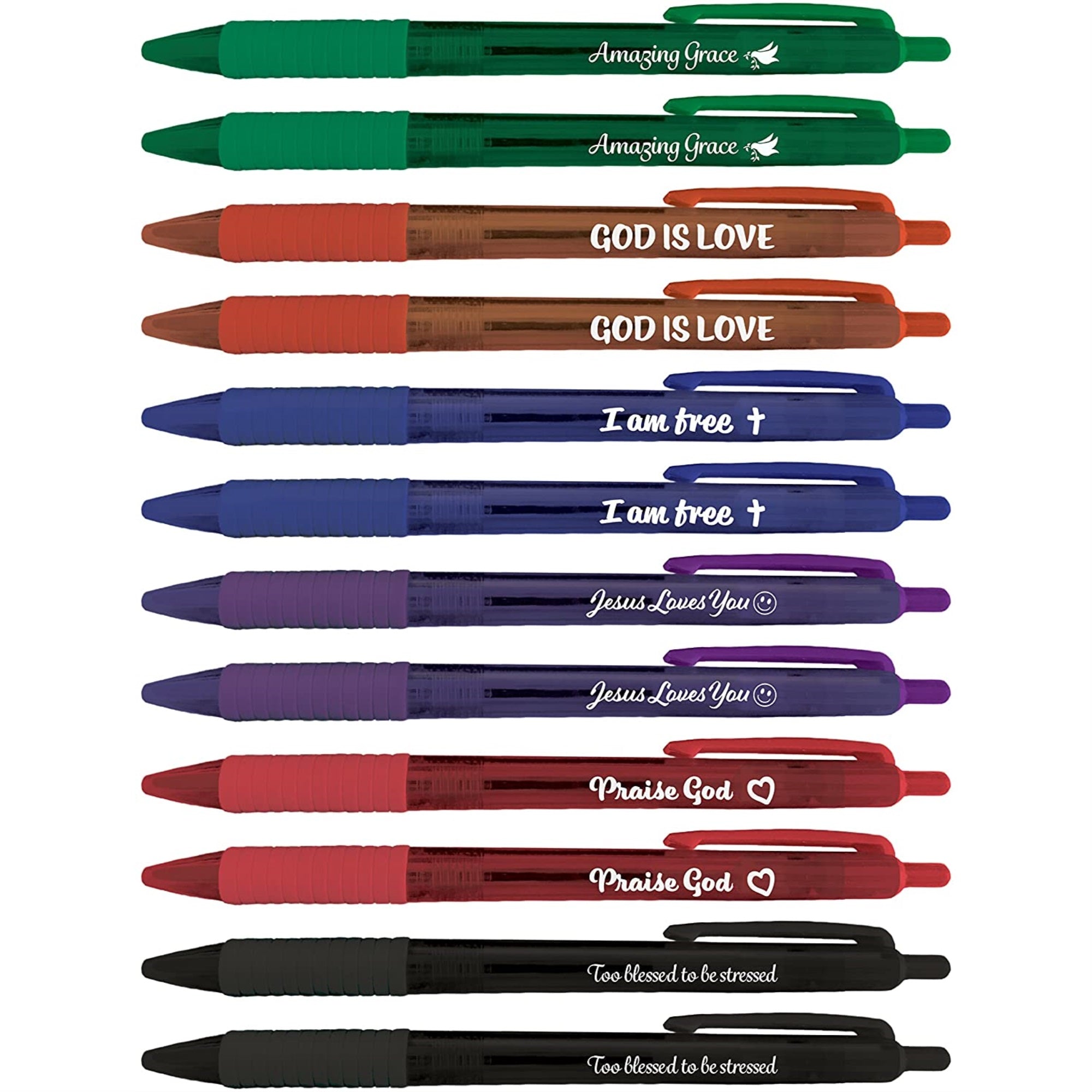 Christian Inspirational 6 Designs Translucent 12 Pen Set 46005