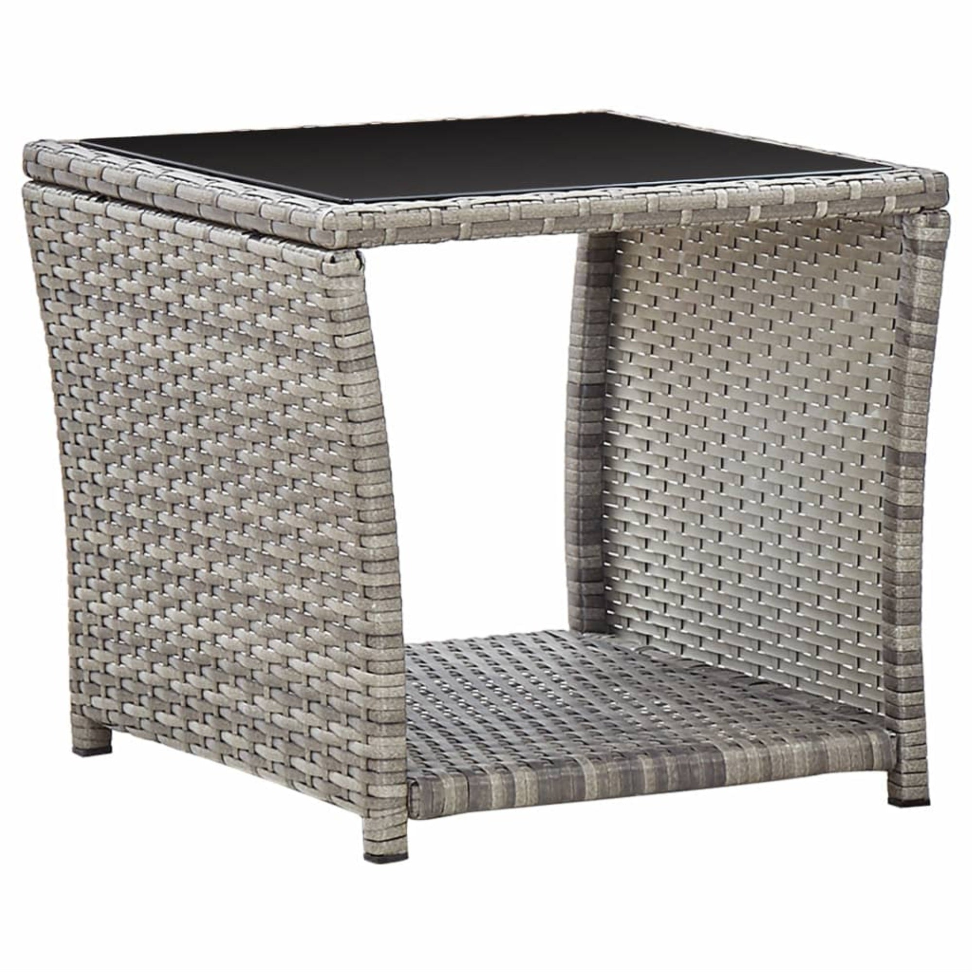Vidaxl Coffee Table Gray 17.7'X17.7'X15.7' Poly Rattan And Glass