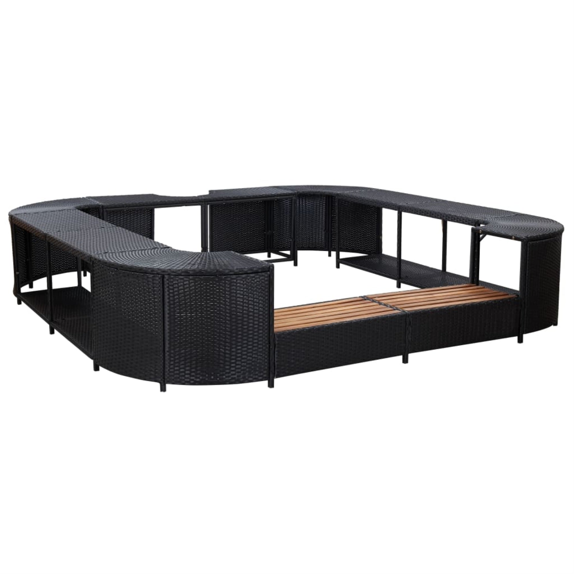 Vidaxl Square Spa Surround Black 105.5'X105.5'X21.7' Poly Rattan