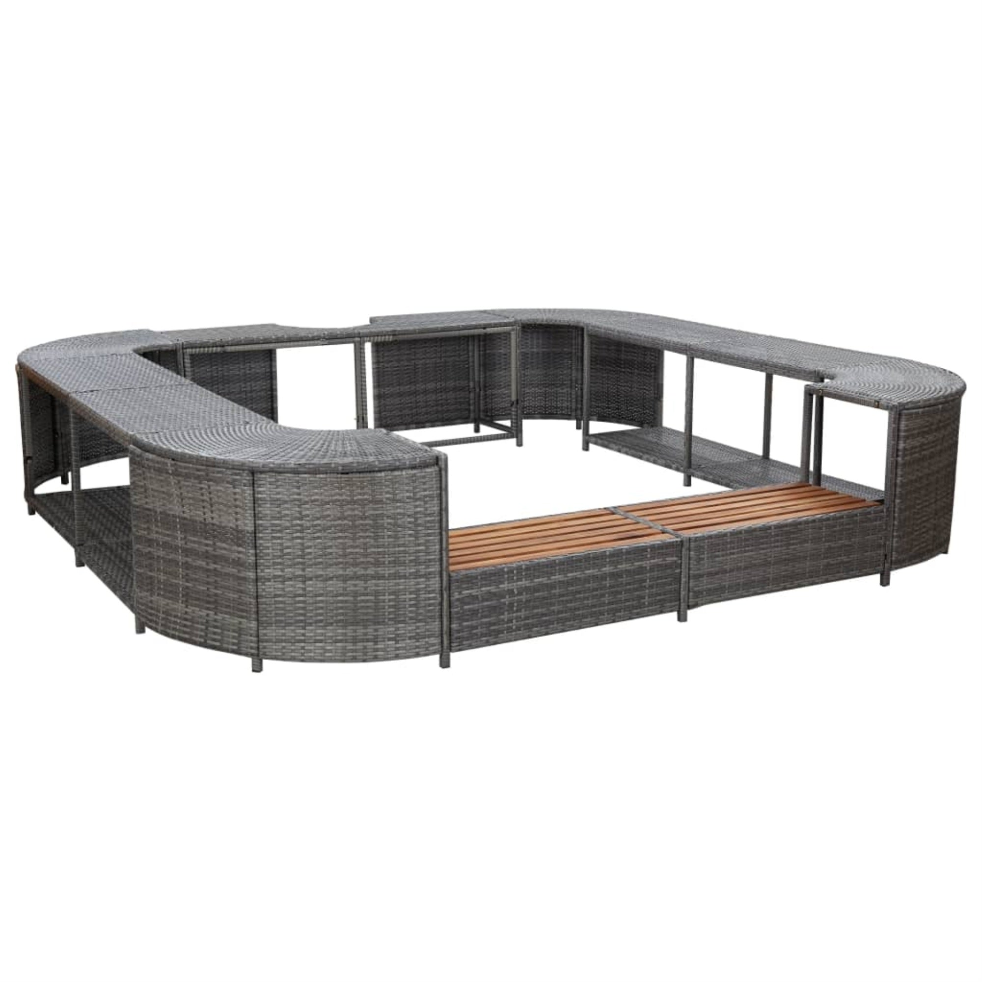 Vidaxl Square Spa Surround Gray 105.5'X105.5' X 21.7' Poly Rattan