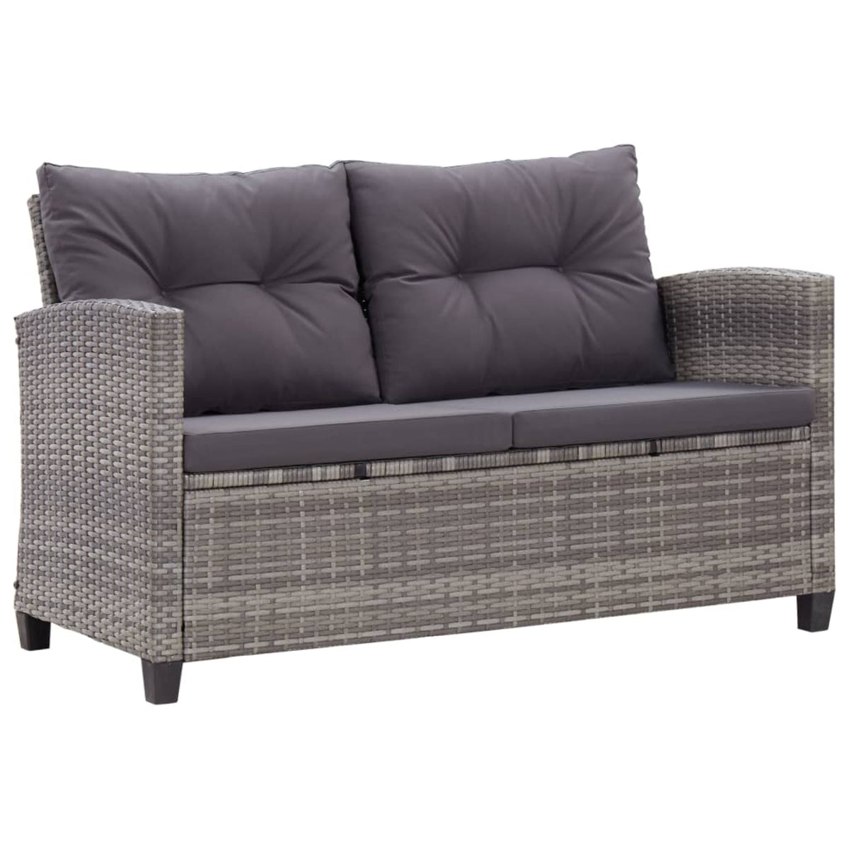 Vidaxl 2-Seater Garden Sofa With Cushions Gray 48.8' Poly Rattan