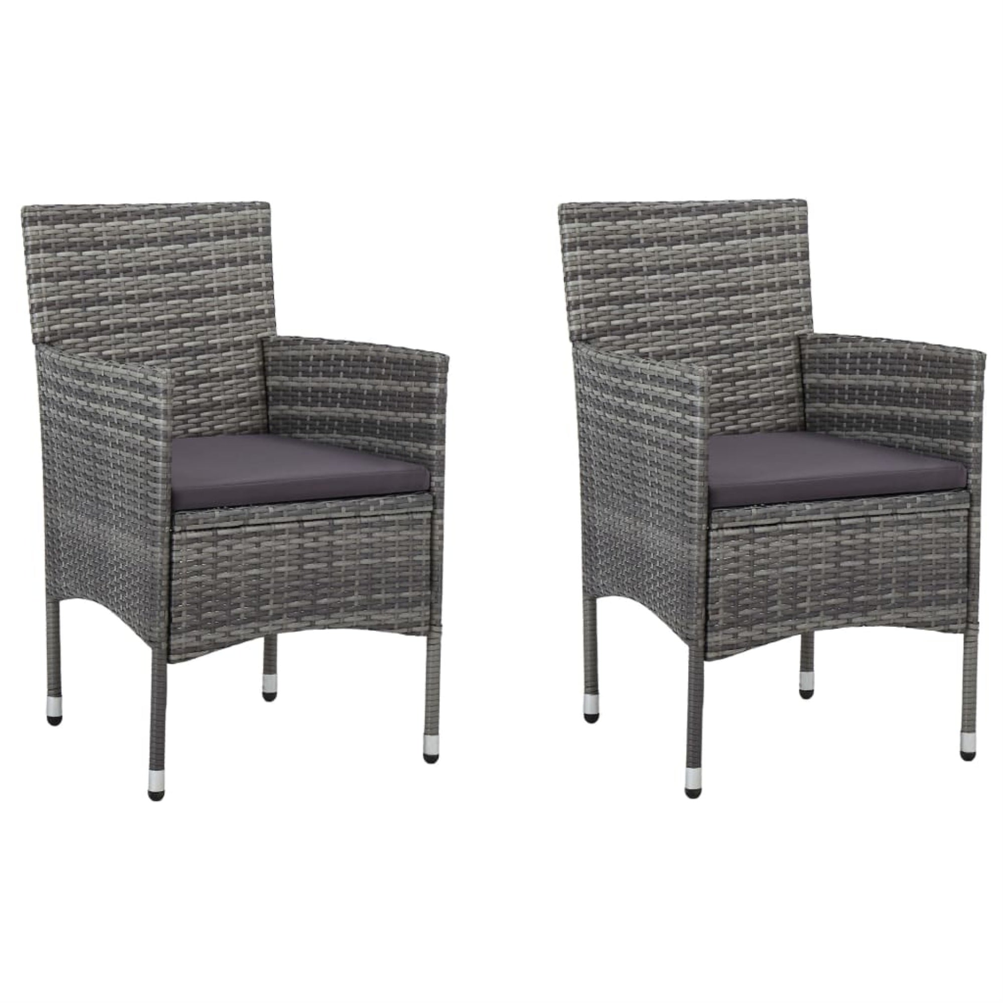 Vidaxl Garden Dining Chairs 2 Pcs Poly Rattan Gray