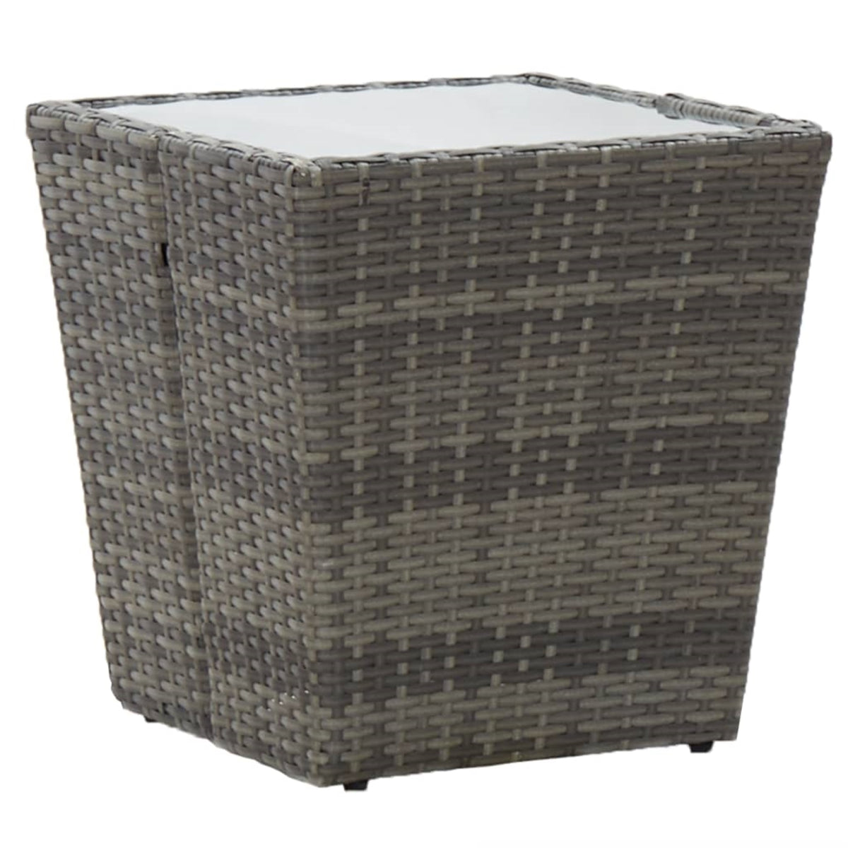 Vidaxl Tea Table Gray 16.3'X16.3'X16.9' Poly Rattan And Tempered Glass