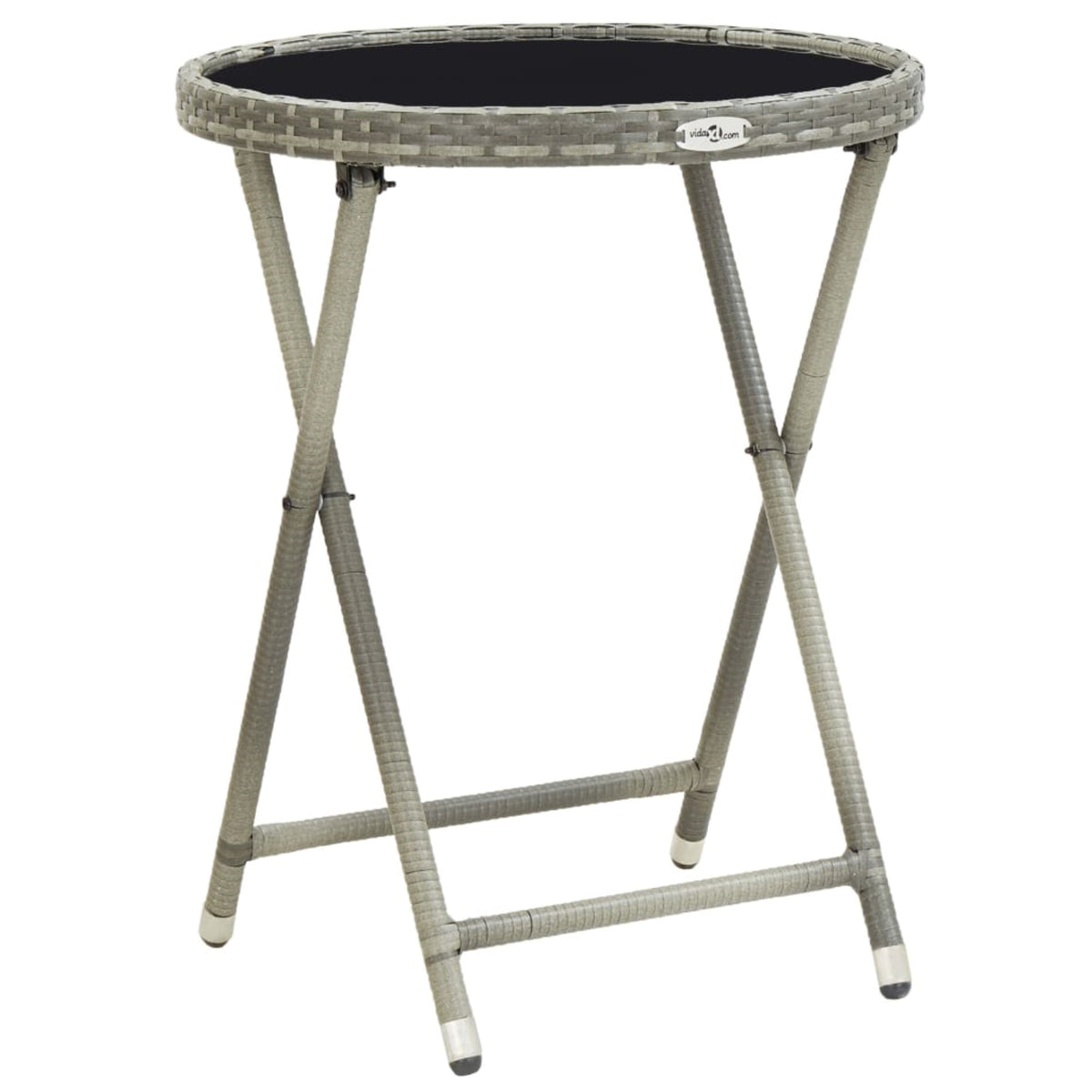 Vidaxl Tea Table Gray 23.6' Poly Rattan And Tempered Glass