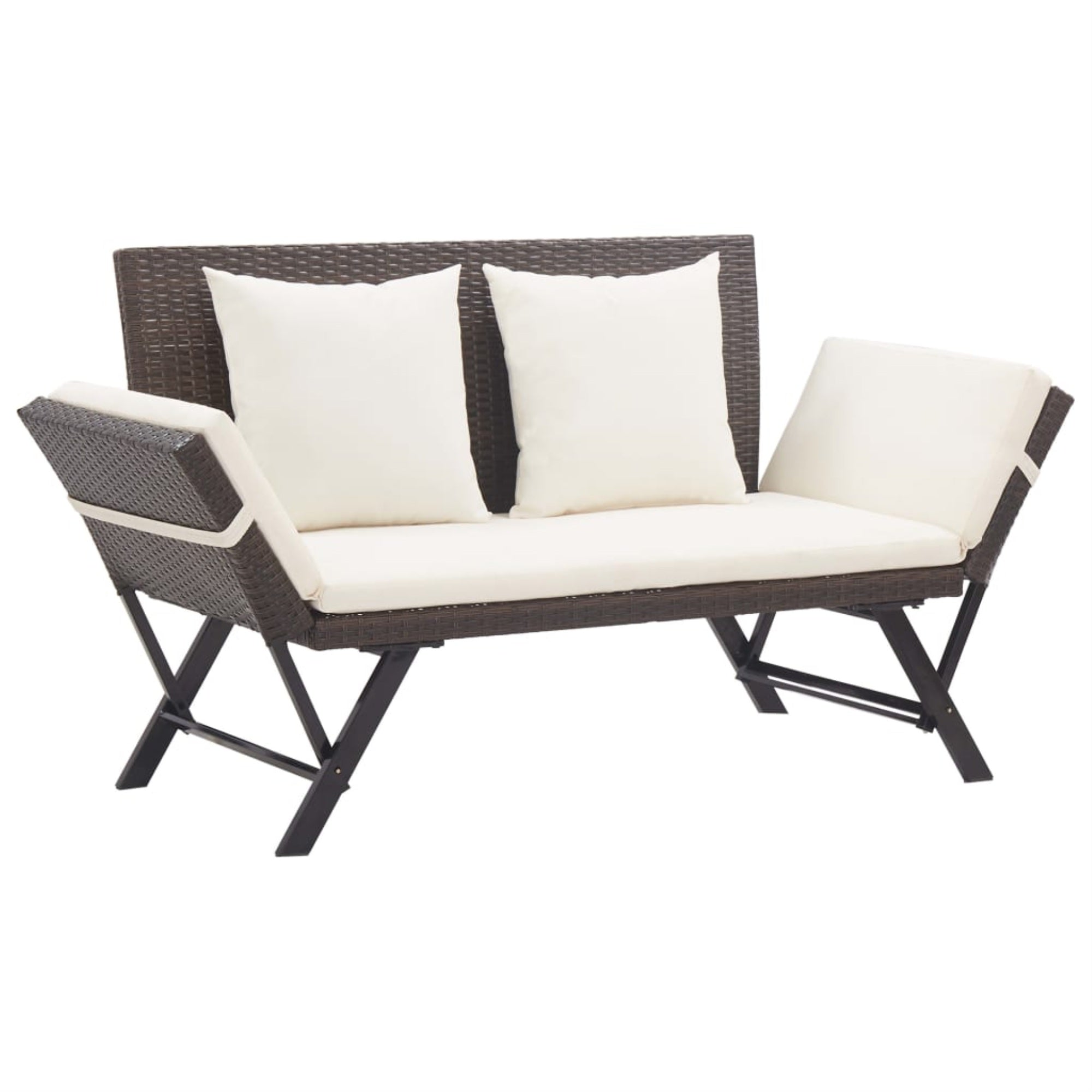Vidaxl Garden Bench With Cushions 69.3' Brown Poly Rattan