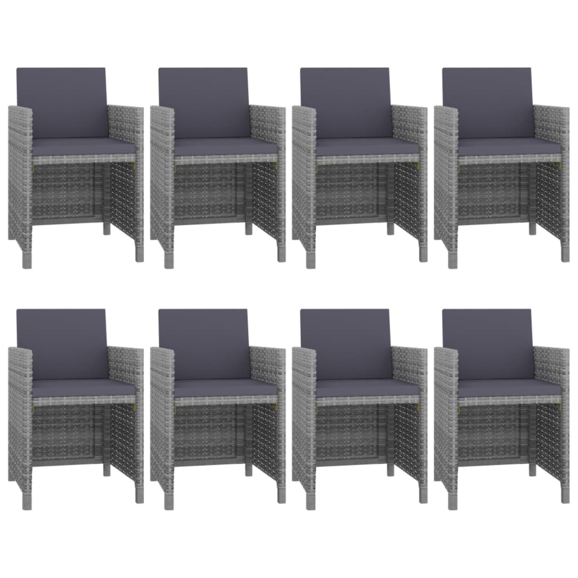Vidaxl 9 Piece Patio Dining Set With Cushions Poly Rattan Anthracite