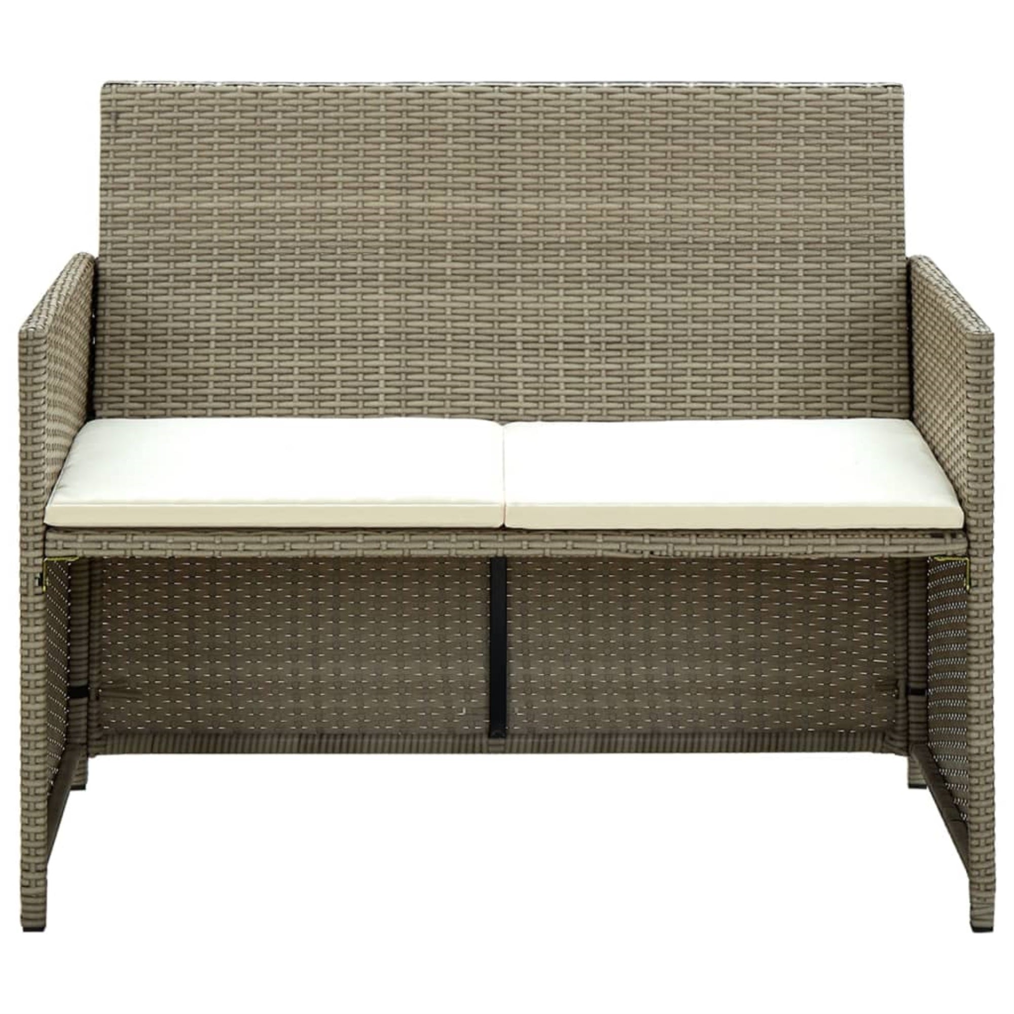 Vidaxl 2 Seater Patio Sofa With Cushions Beige Poly Rattan